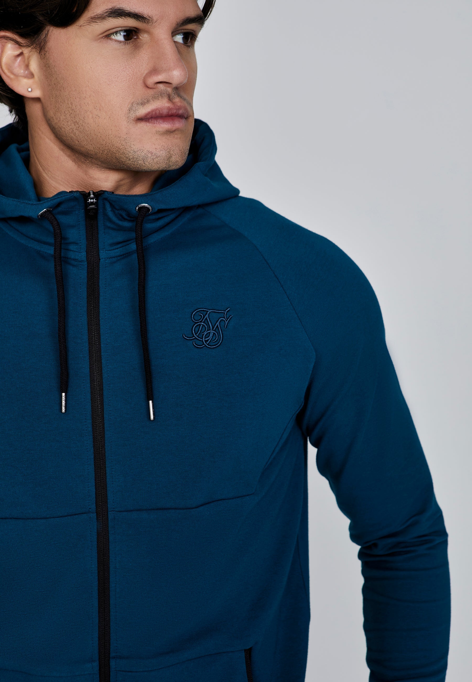 Full Zip Hoodie in Blue Vestes à capuche SikSilk