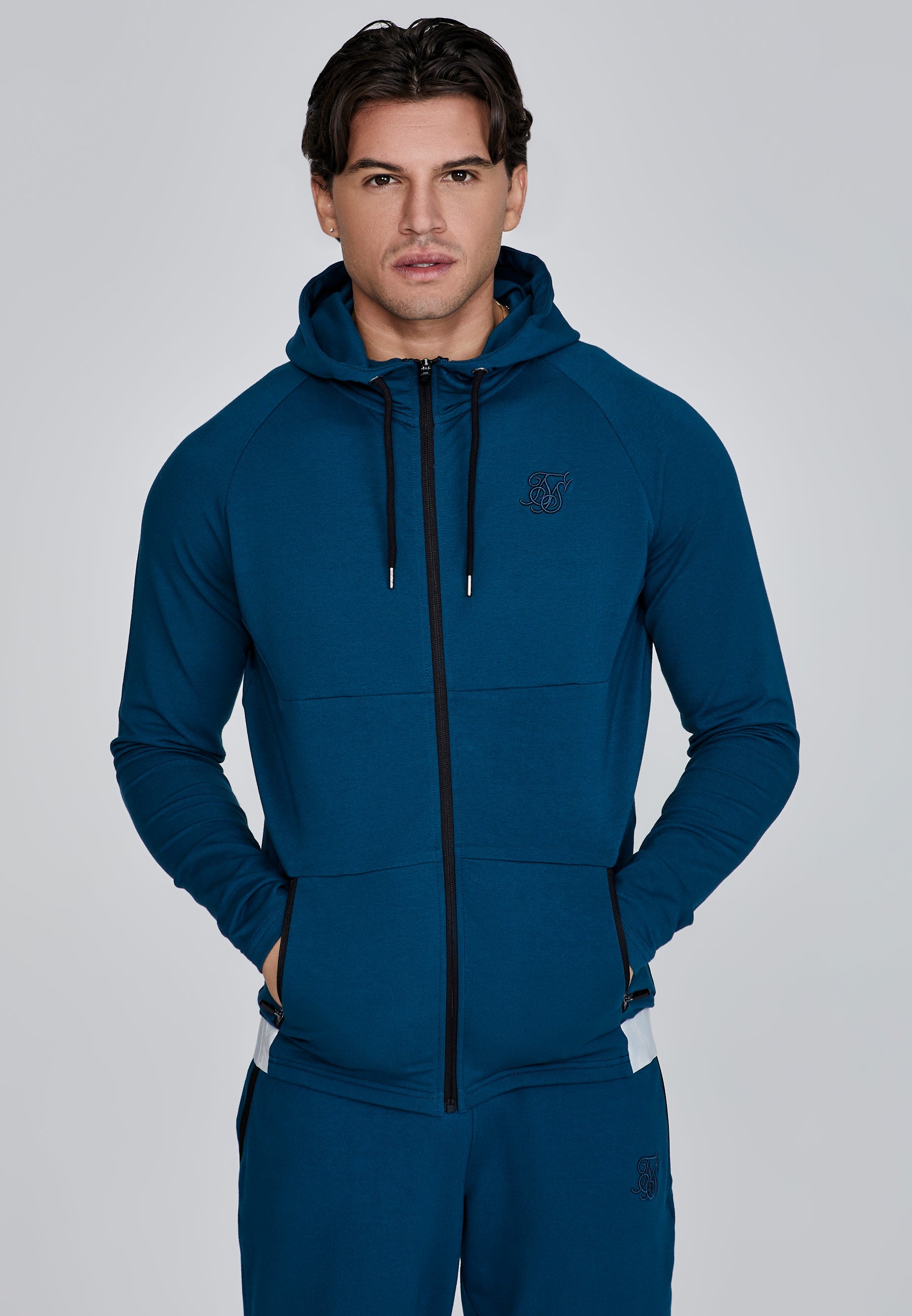 Full Zip Hoodie in Blue Vestes à capuche SikSilk