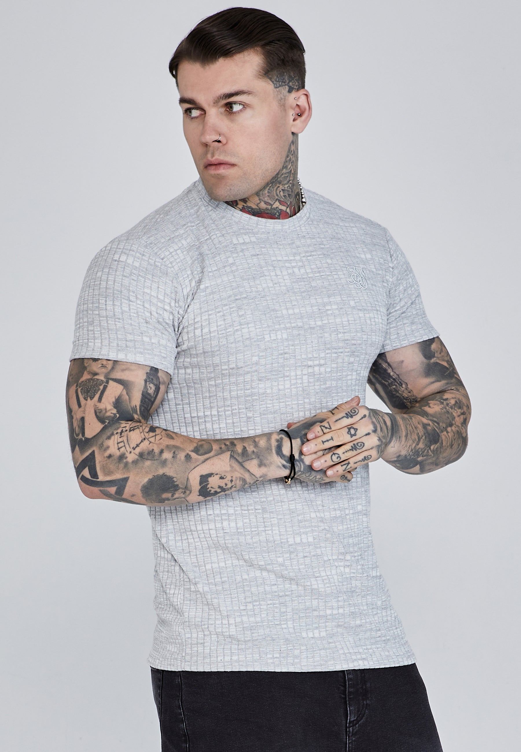 T-shirt Rib Knit en gris clair T-shirts SikSilk