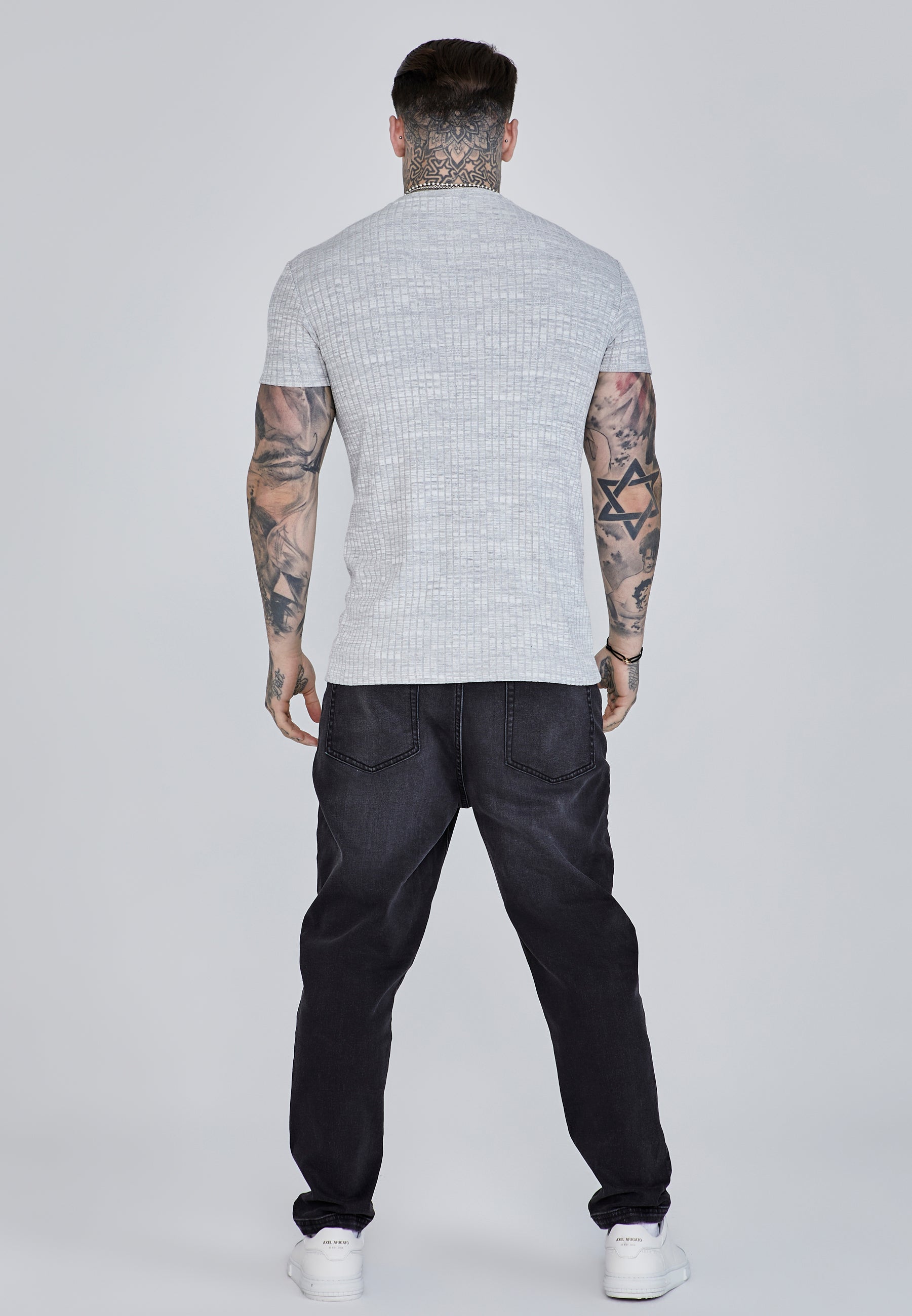 T-shirt Rib Knit en gris clair T-shirts SikSilk