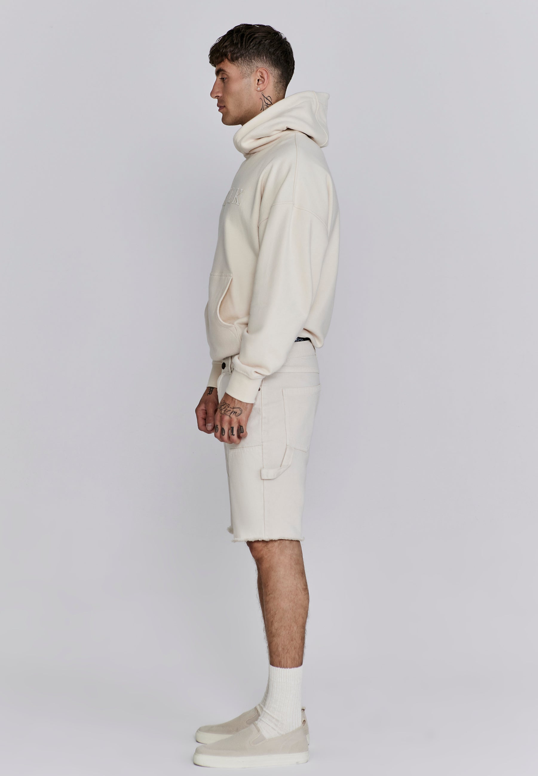 Sweat à capuche Applique en écru SikSilk