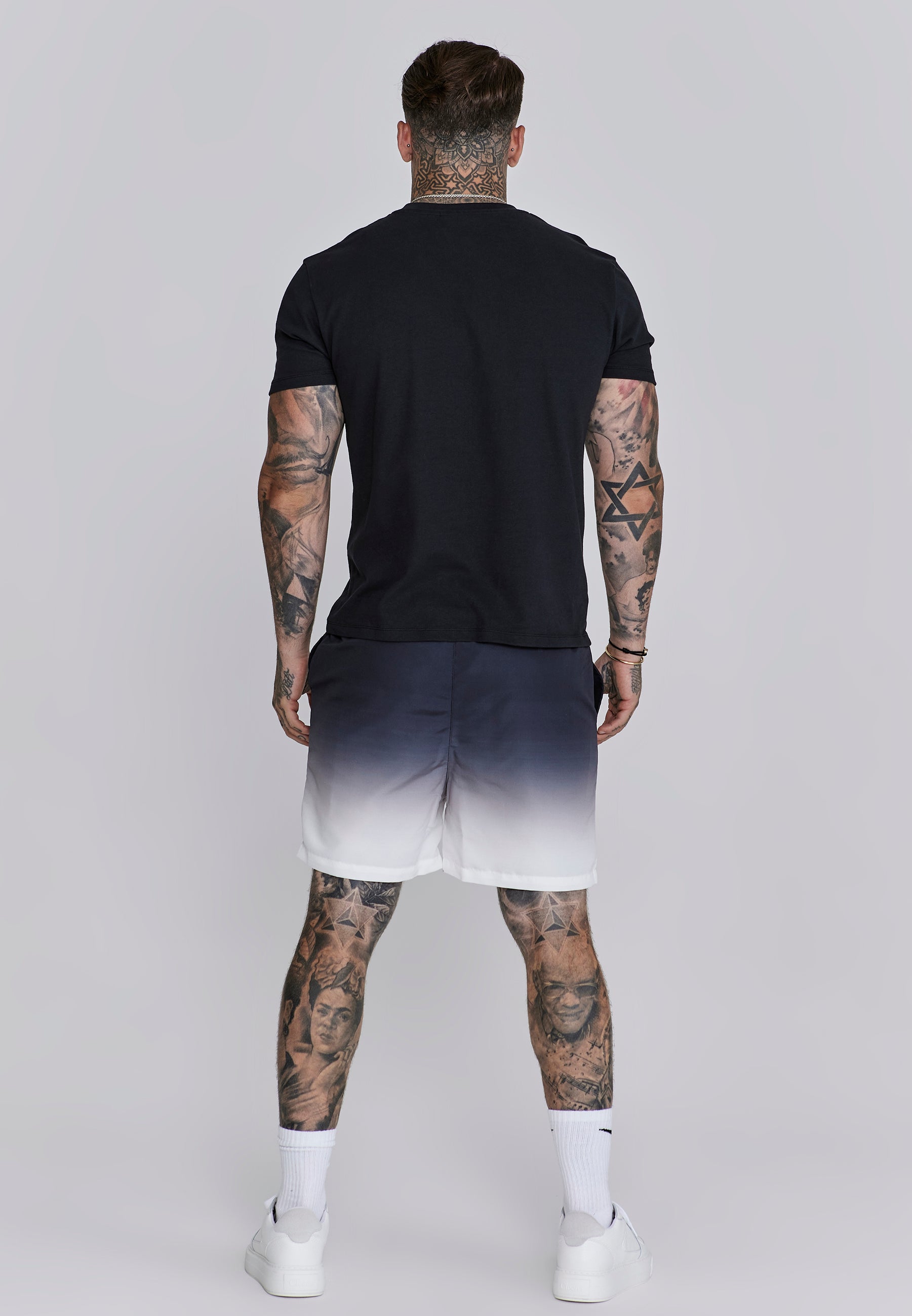 Fade Swim Shorts in Navy, White Maillots de bain SikSilk