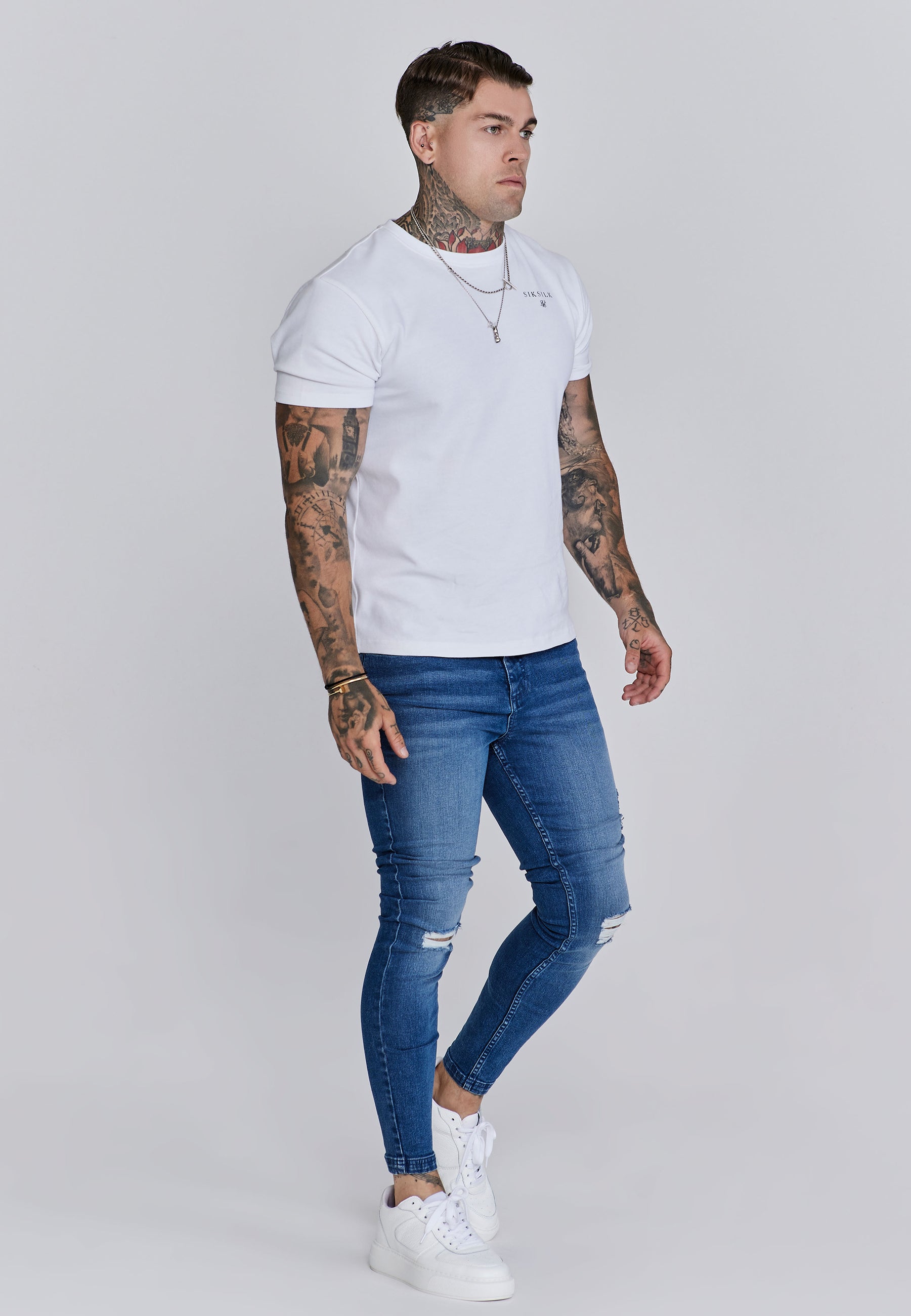 Jeans Distressed Skinny en bleu Jeans SikSilk