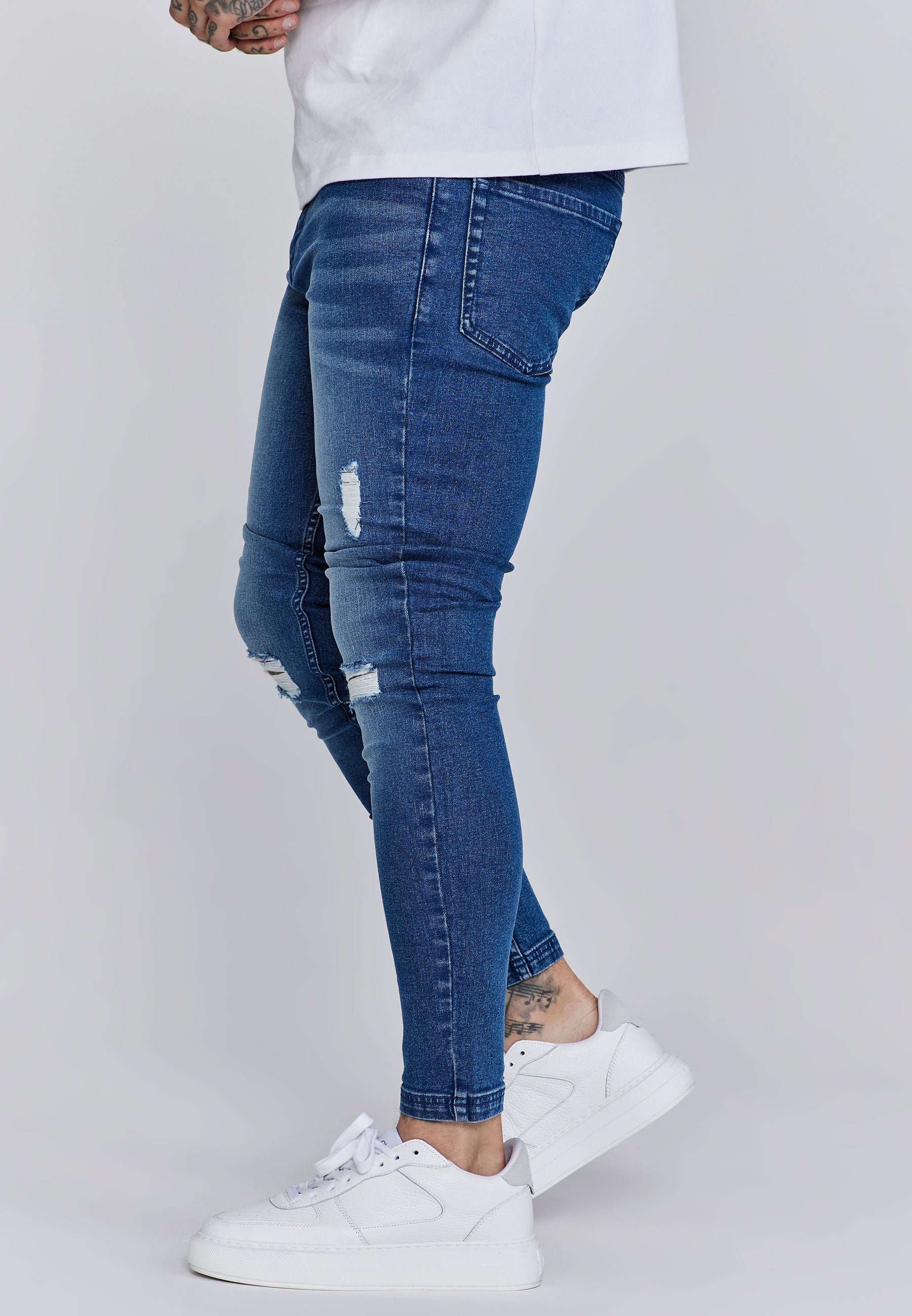 Jeans Distressed Skinny en bleu Jeans SikSilk