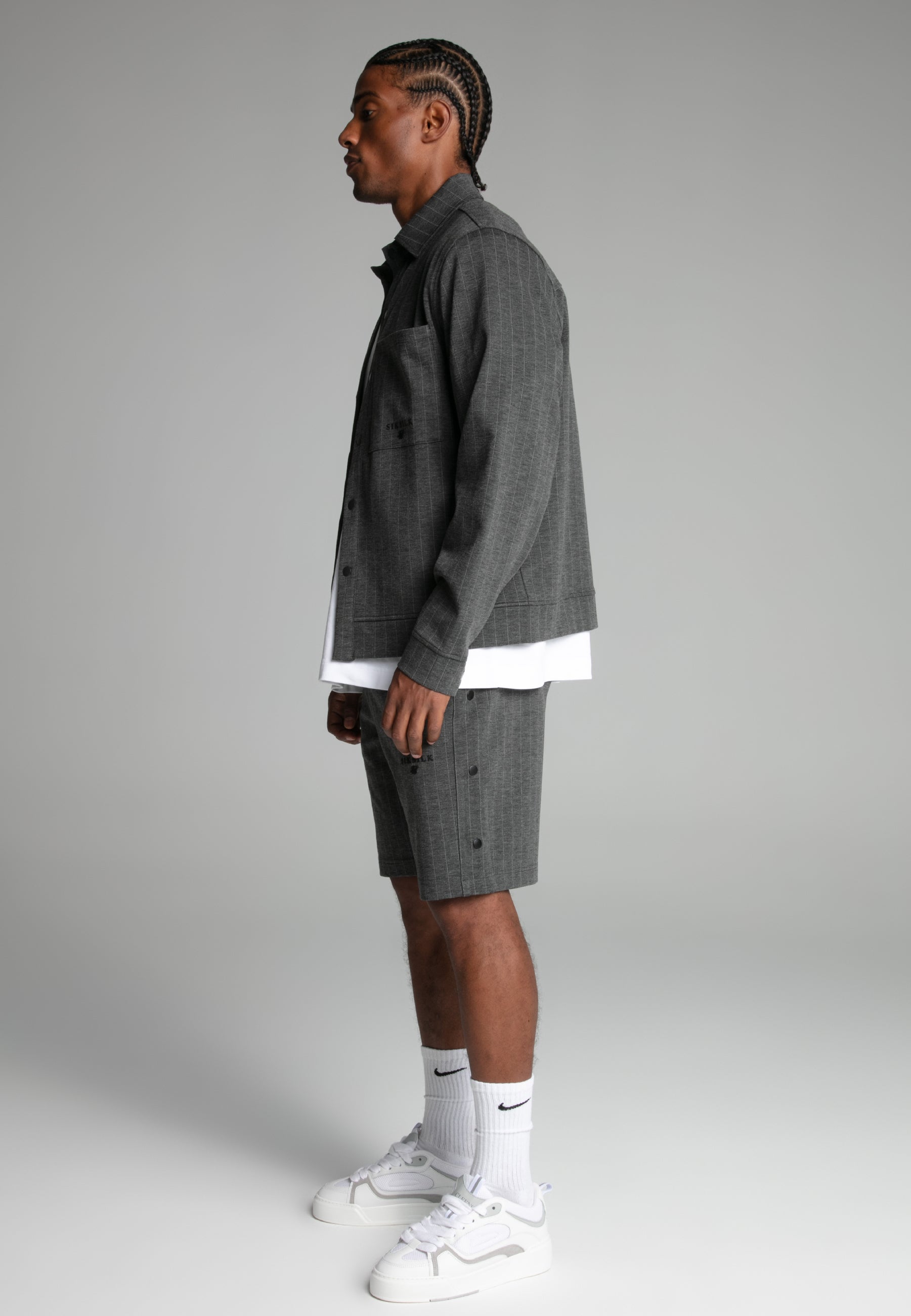 Pinstripe Jacket in Grey Vestes SikSilk