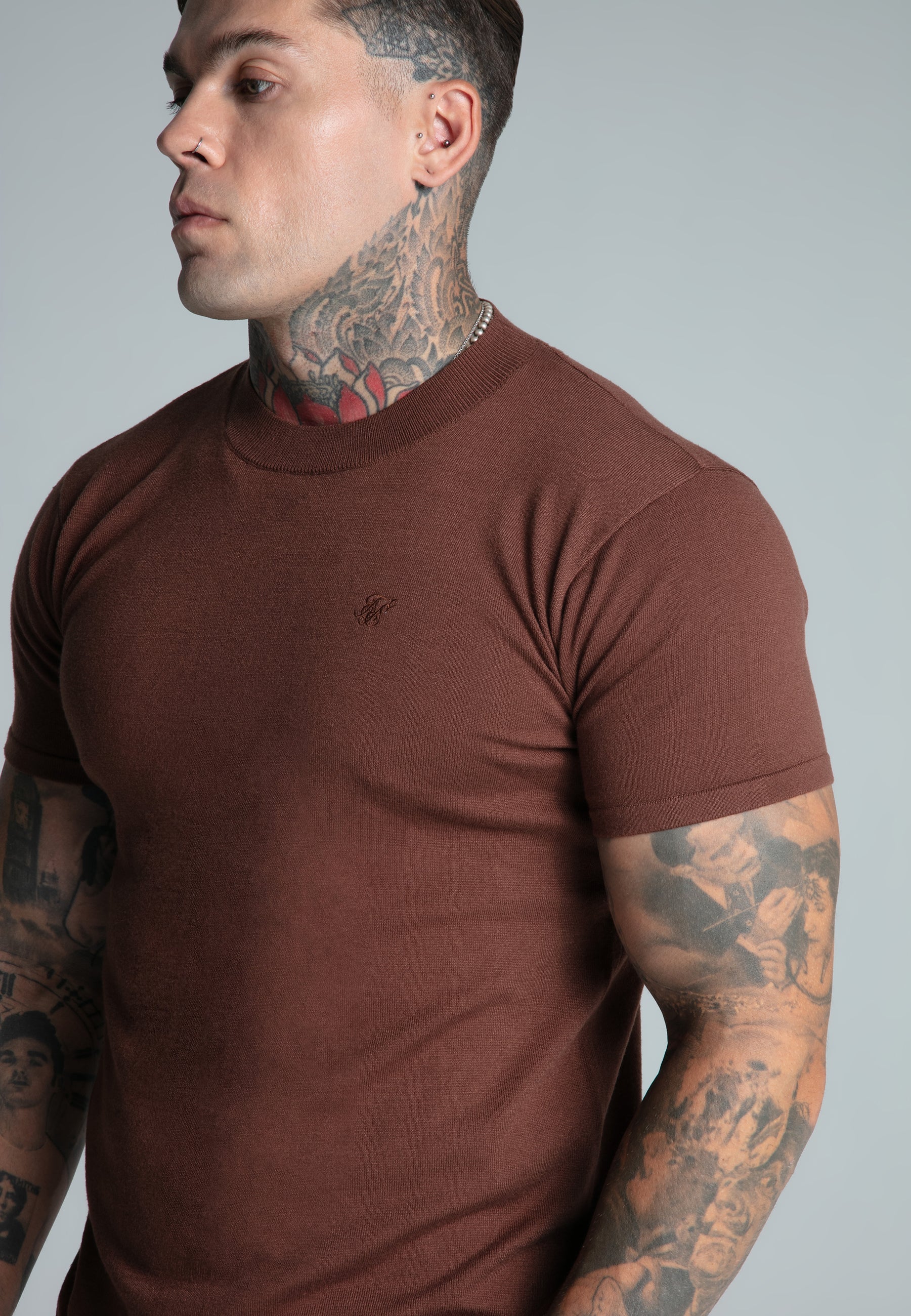 Muscle Fit T-shirt en Brown T-shirts SikSilk