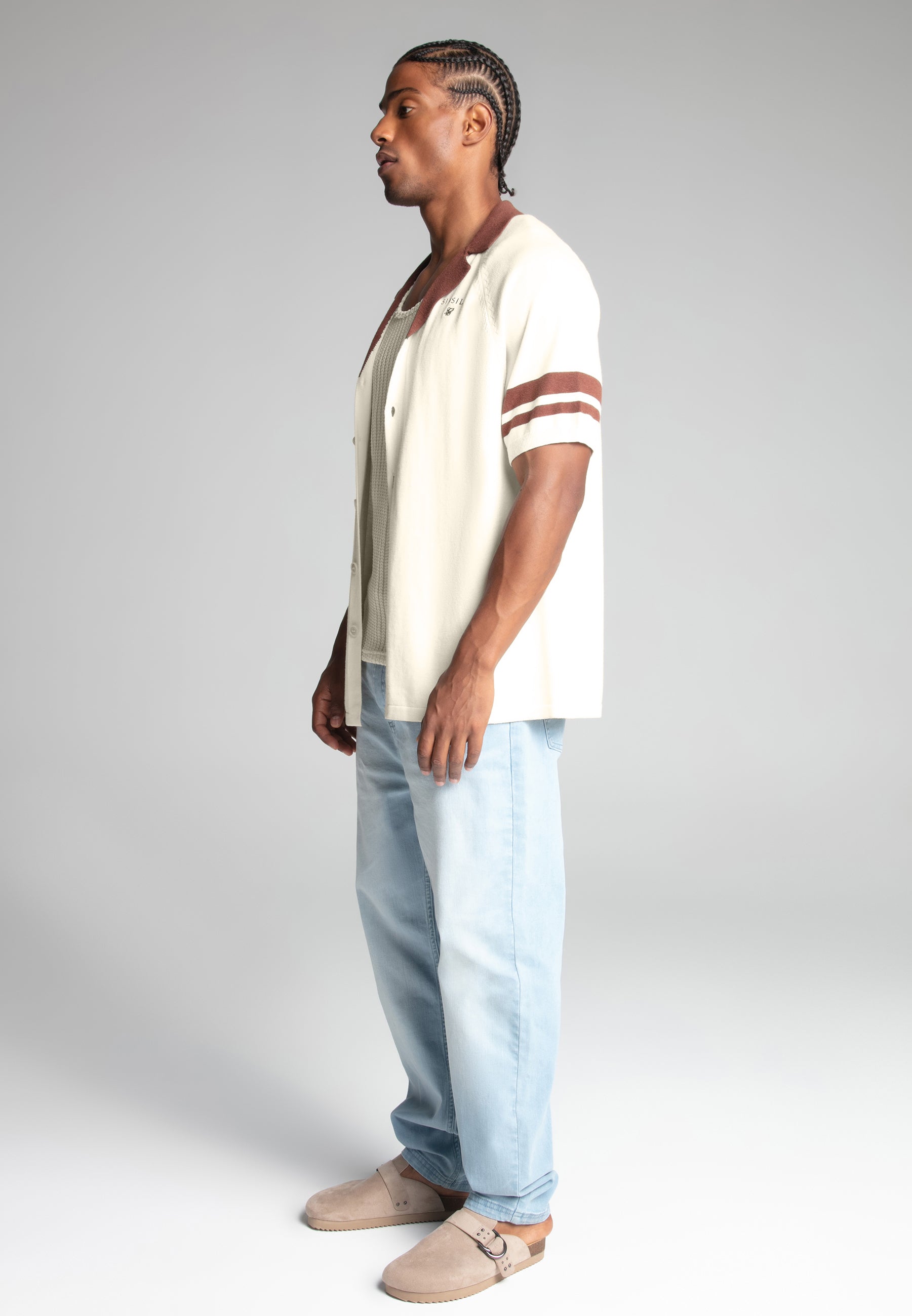 Retro Resort Shirt in Ecru Chemises SikSilk