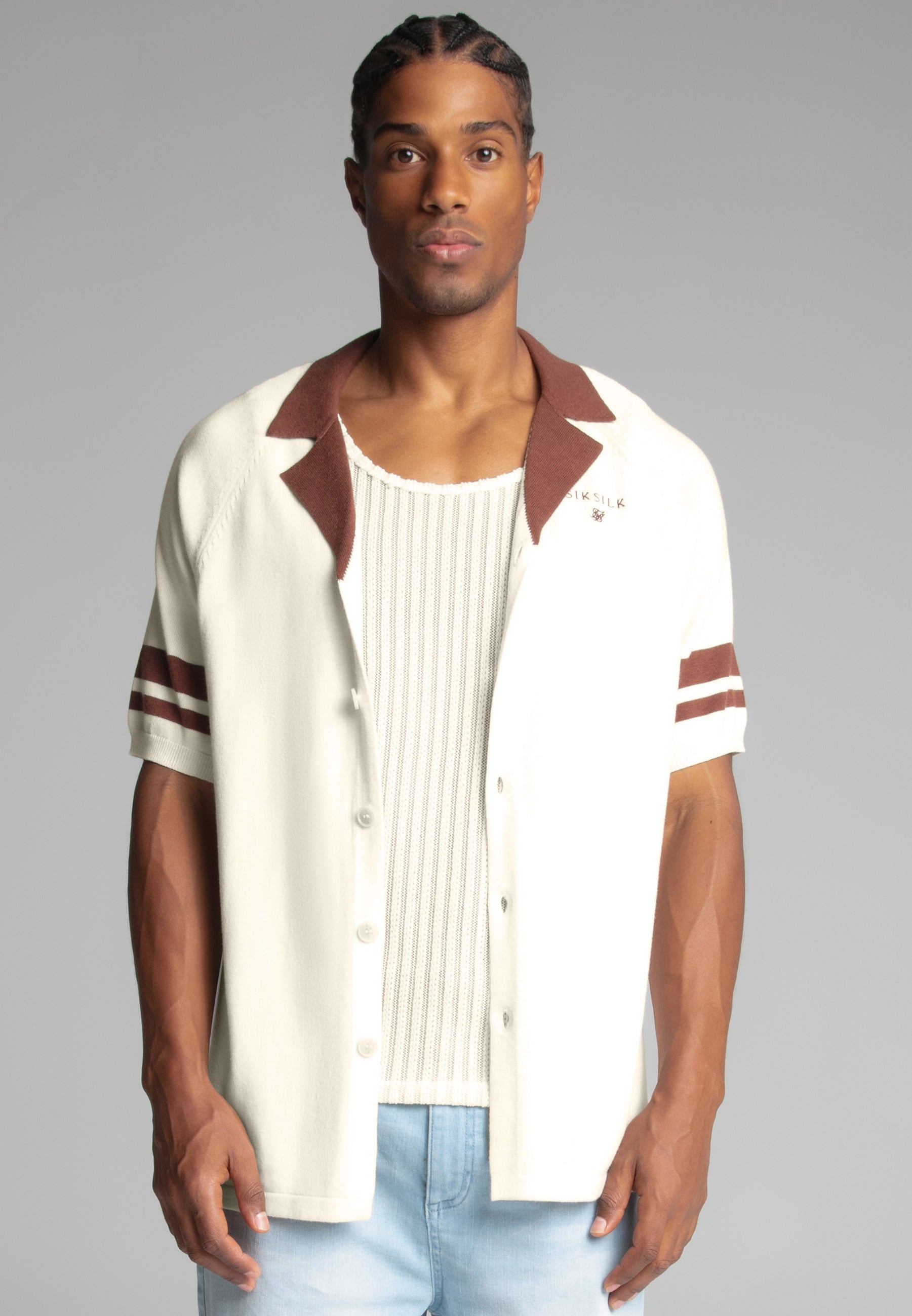Retro Resort Shirt in Ecru Chemises SikSilk