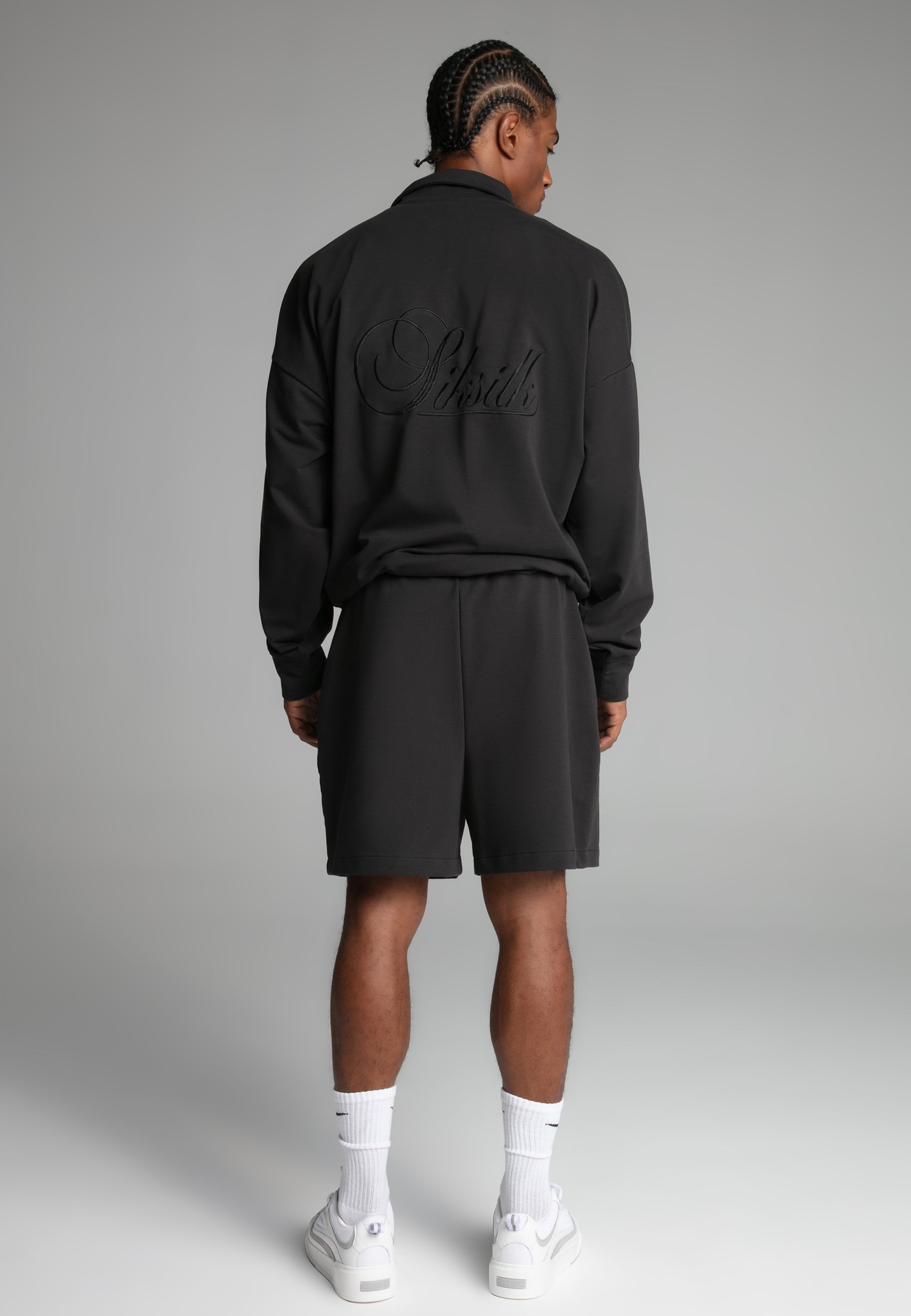 Polo Sweater in Washed Black Sweatshirts SikSilk