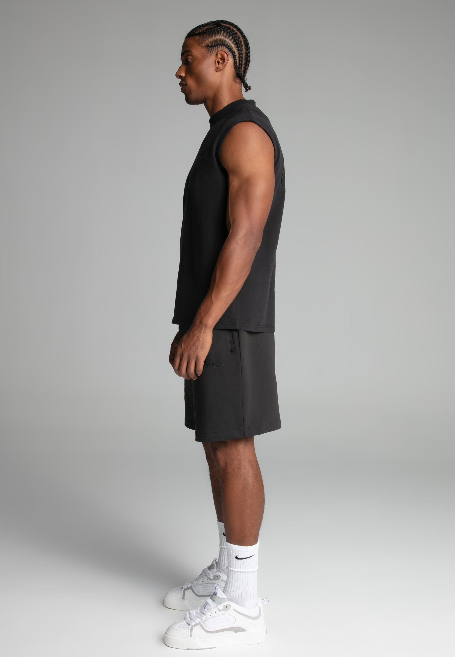 T-shirt sans manches Washed Black T-shirts SikSilk