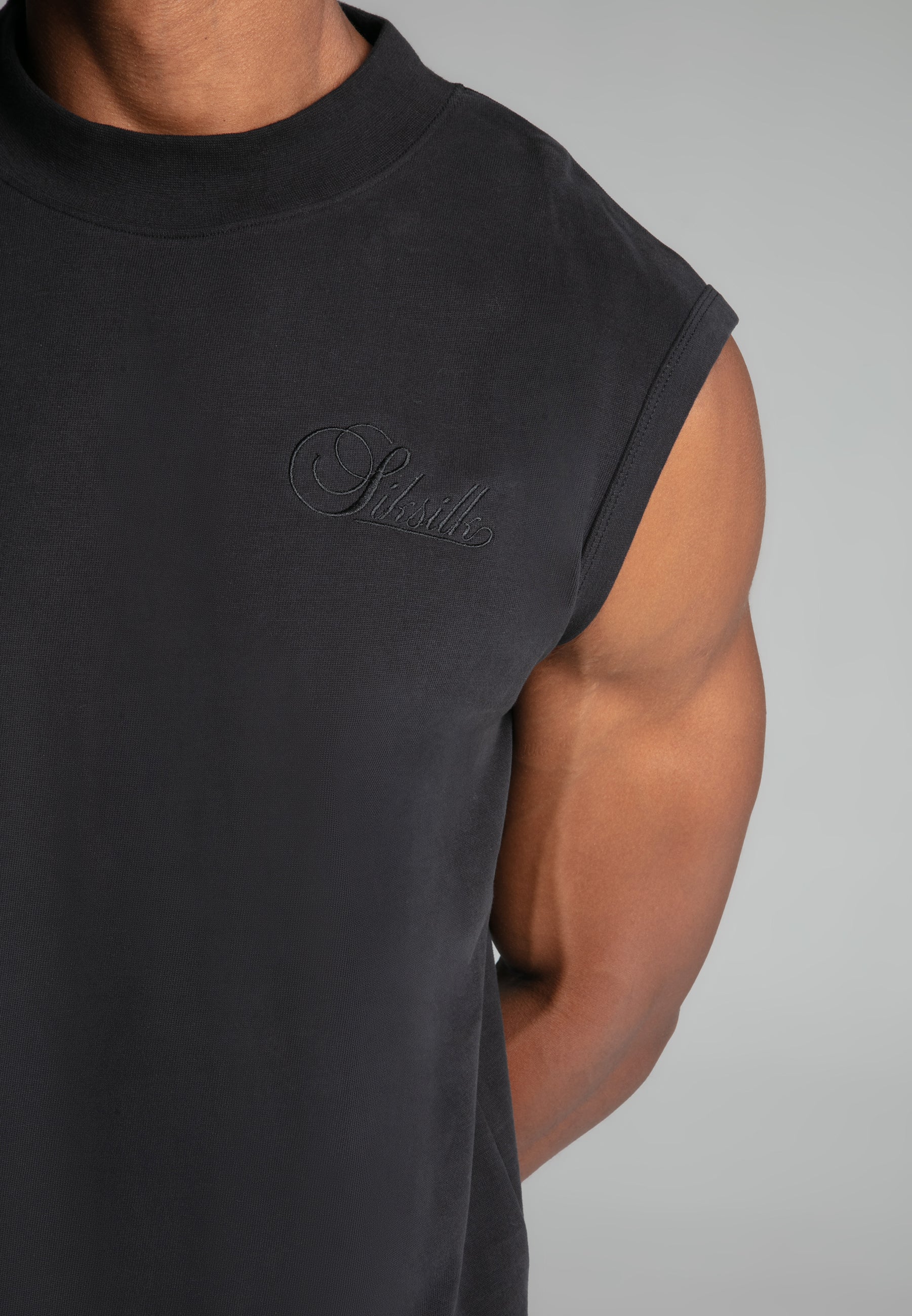 T-shirt sans manches Washed Black T-shirts SikSilk