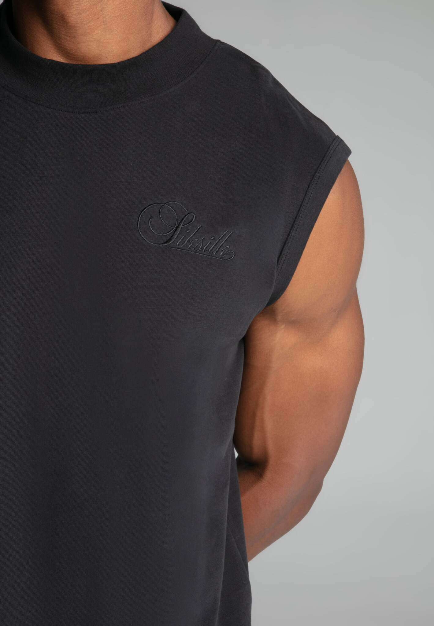T-shirt sans manches Washed Black T-shirts SikSilk