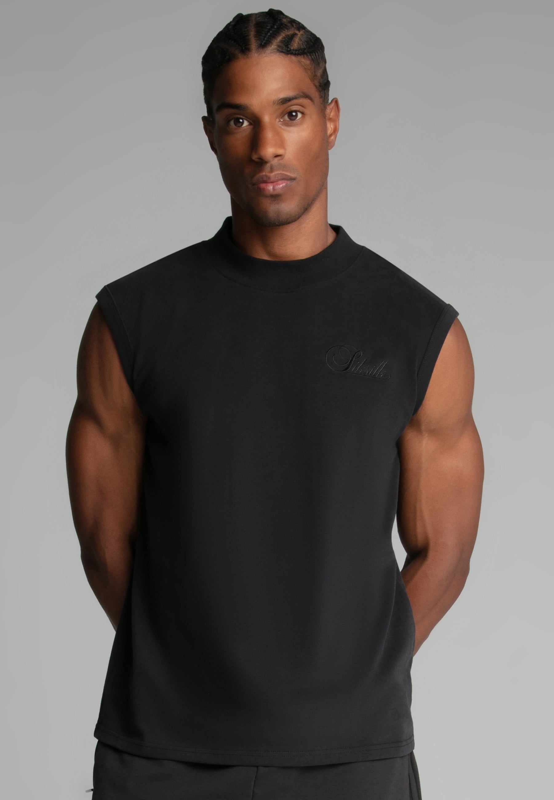 T-shirt sans manches Washed Black T-shirts SikSilk