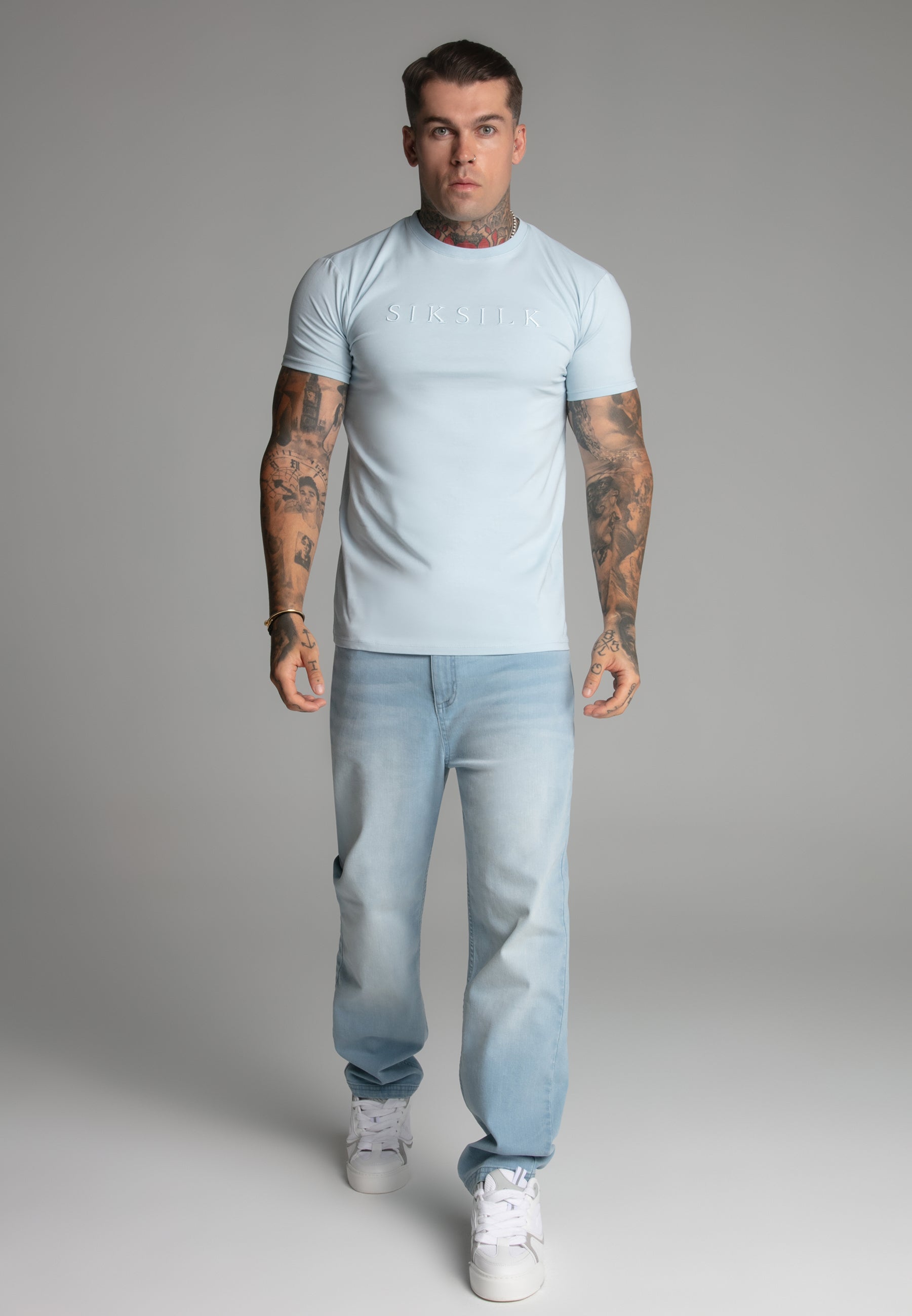 Muscle Fit T-shirt en Blue T-shirts SikSilk