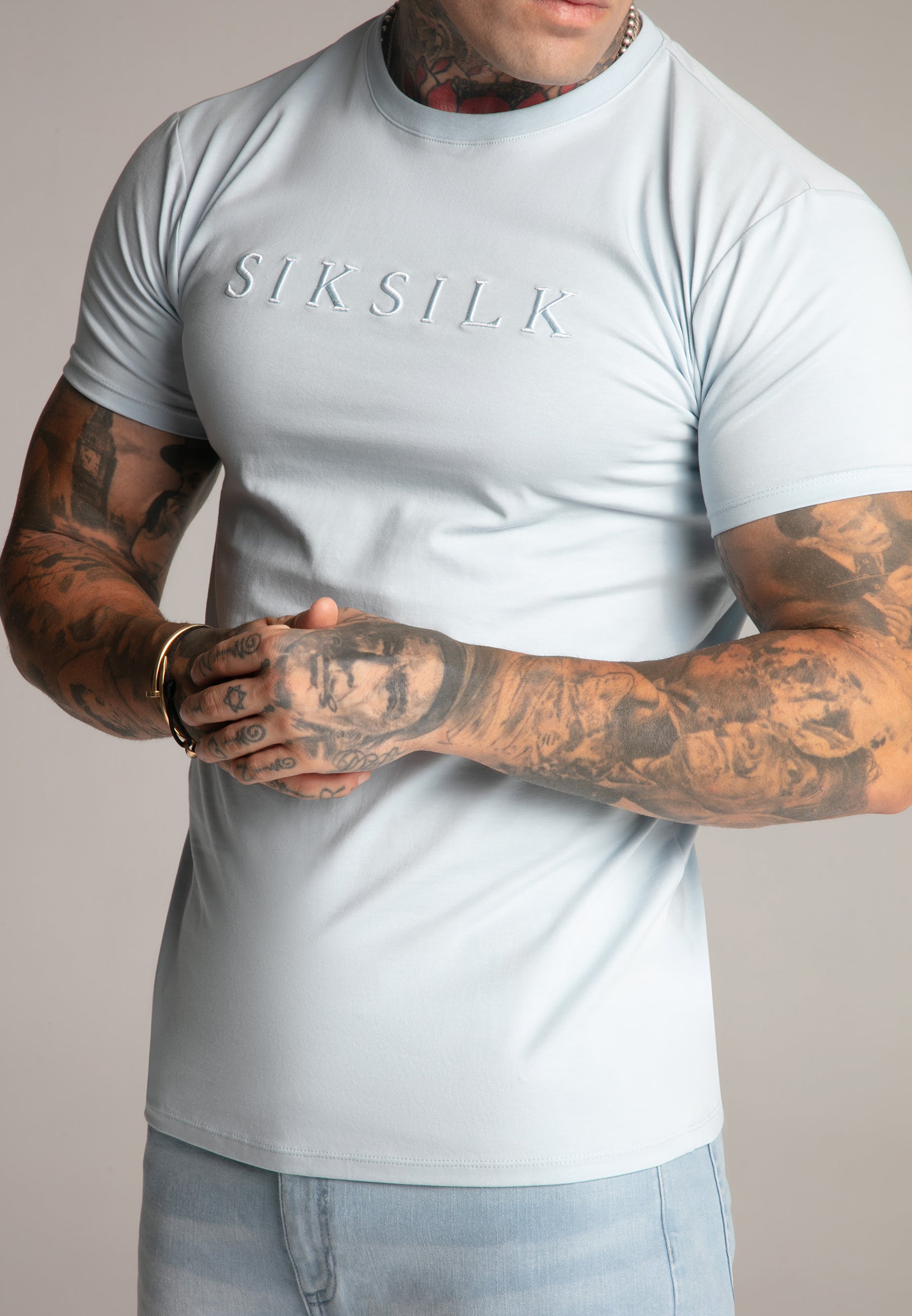 Muscle Fit T-shirt en Blue T-shirts SikSilk