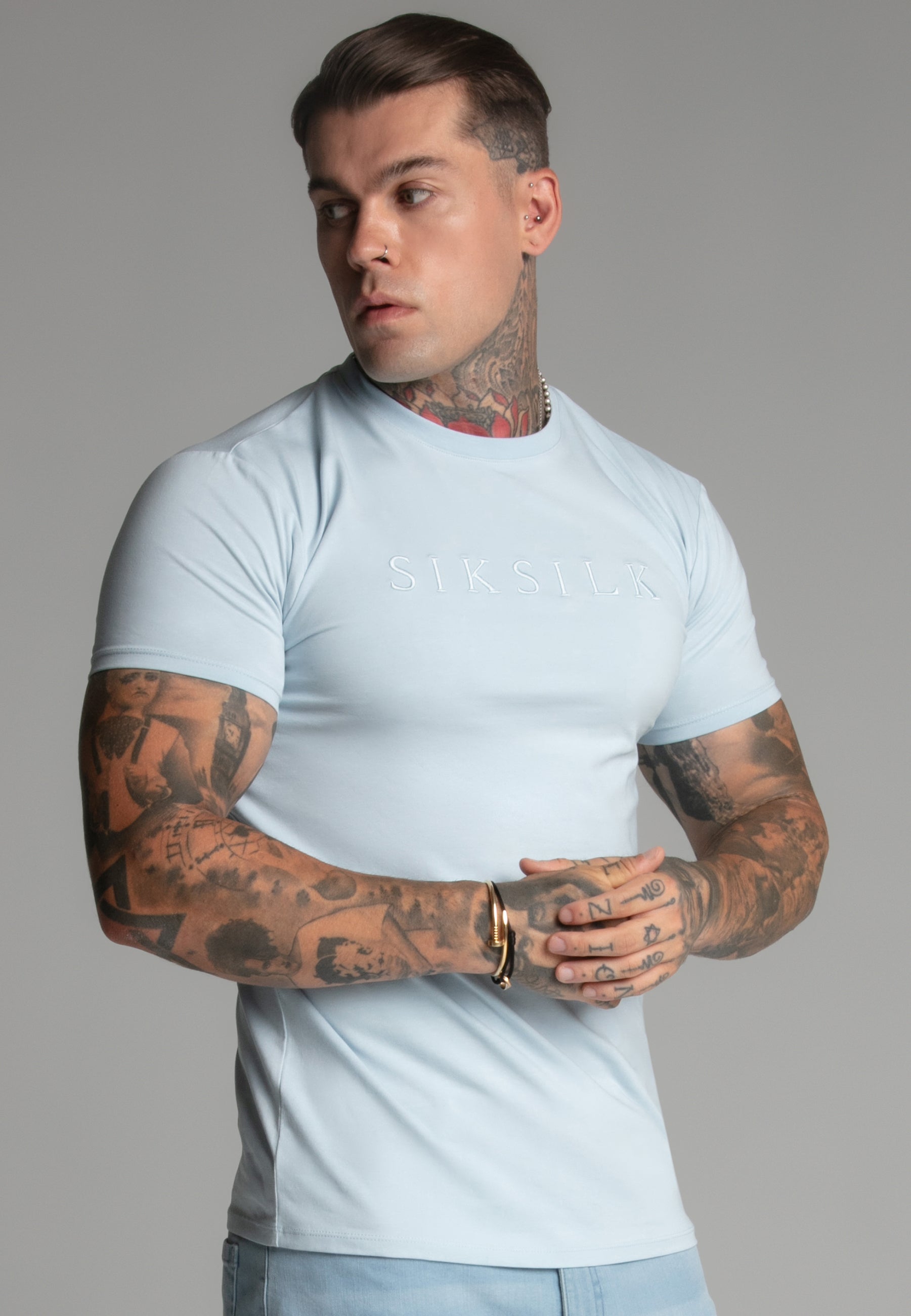 Muscle Fit T-shirt en Blue T-shirts SikSilk