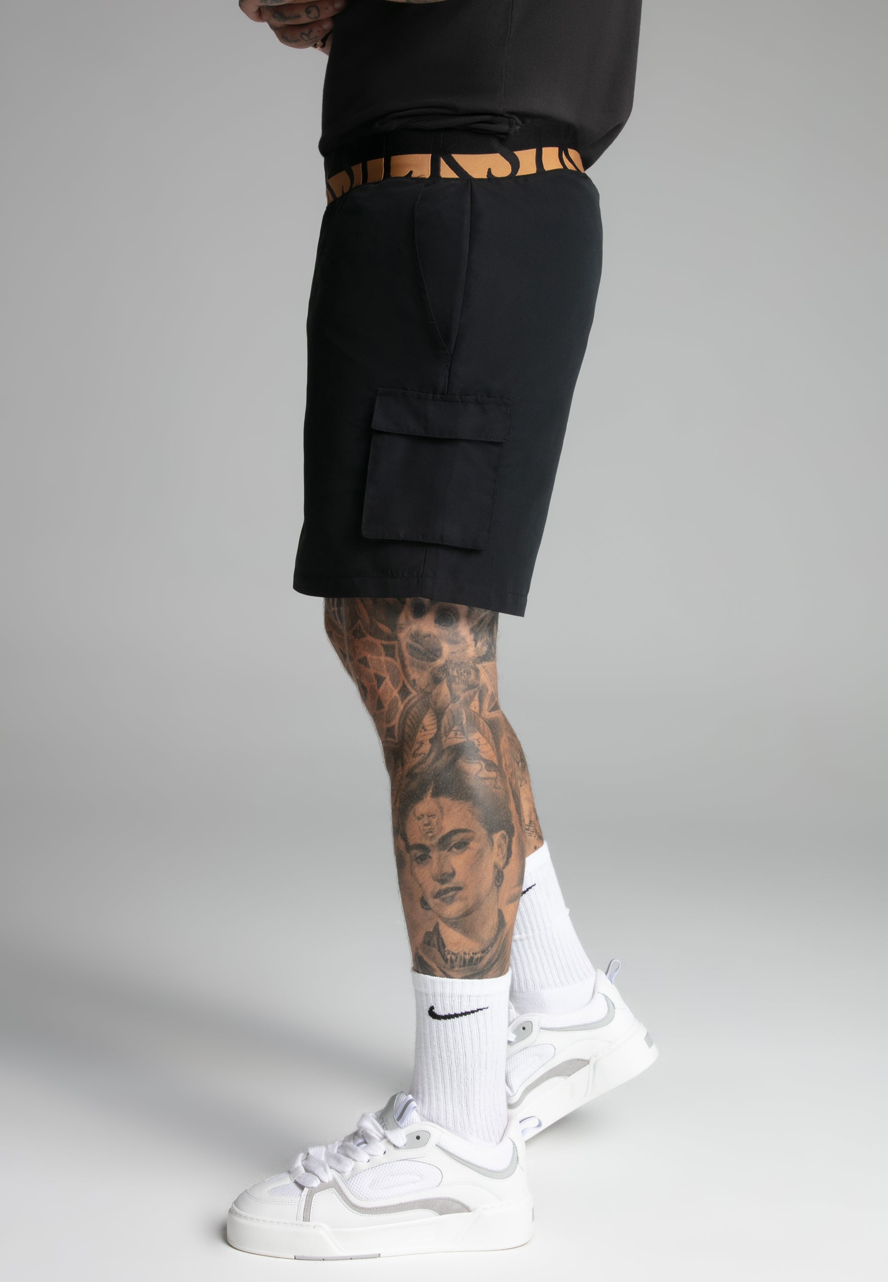 Cargo Swim Short in Black Pantalons de bain SikSilk