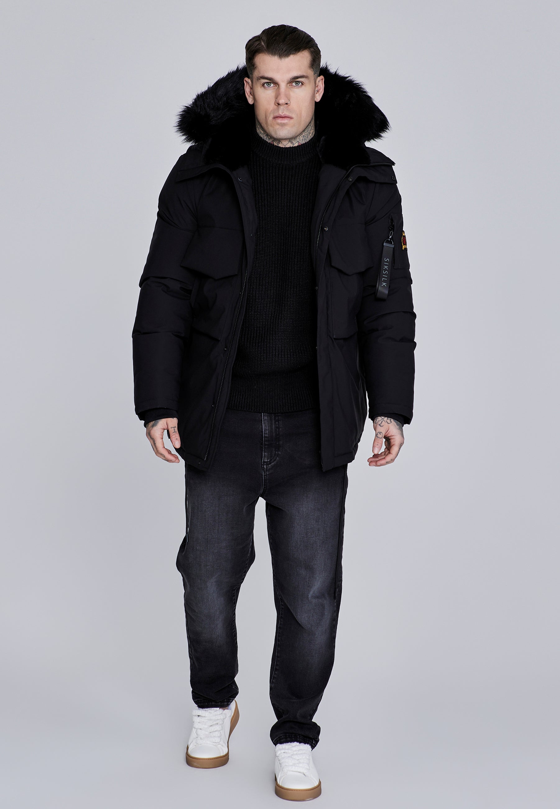 Parka in Black Vestes SikSilk