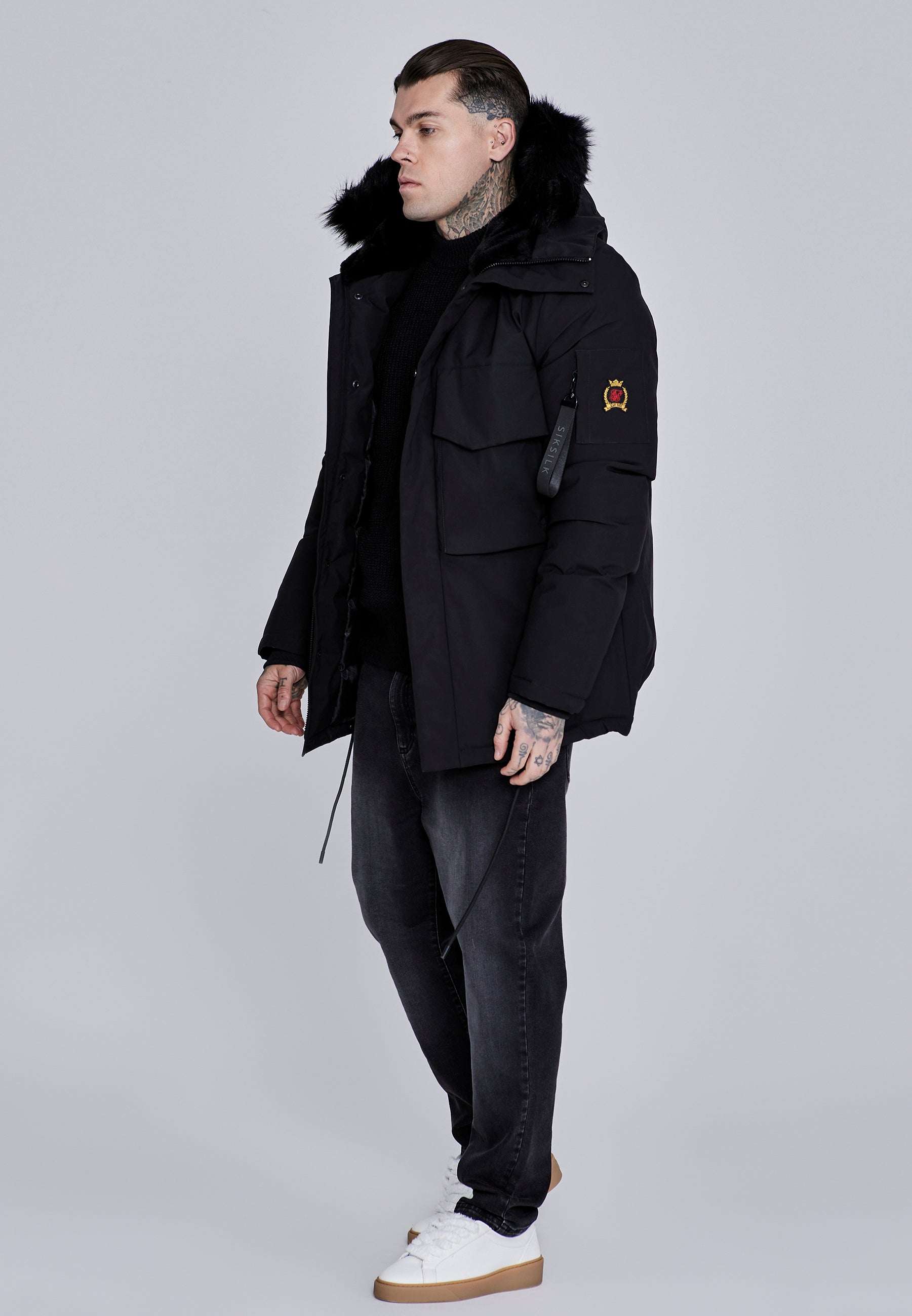 Parka in Black Vestes SikSilk
