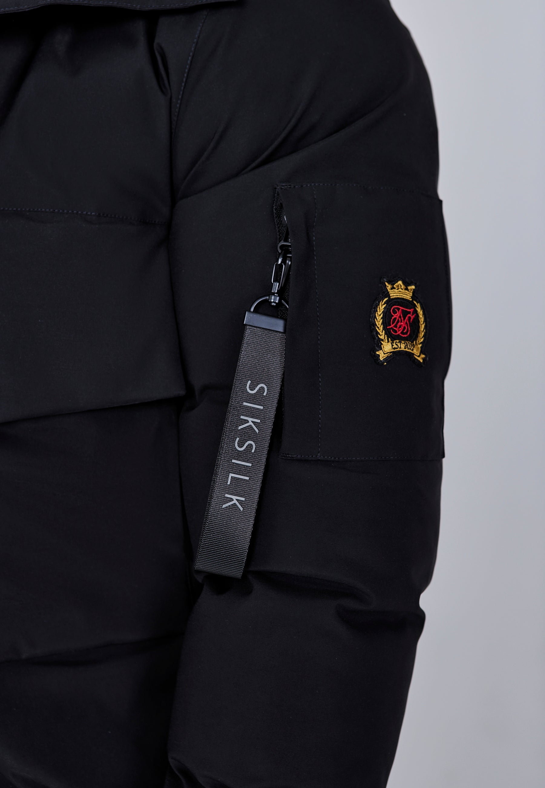 Hooded Bomber Jacket in Black Vestes SikSilk