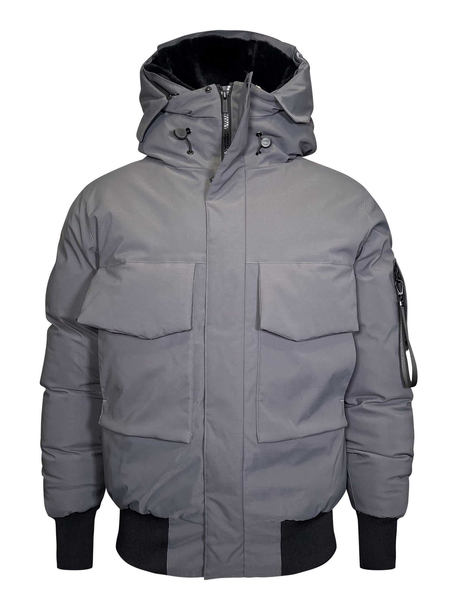 Hooded Bomber Jacket in Grey Vestes SikSilk