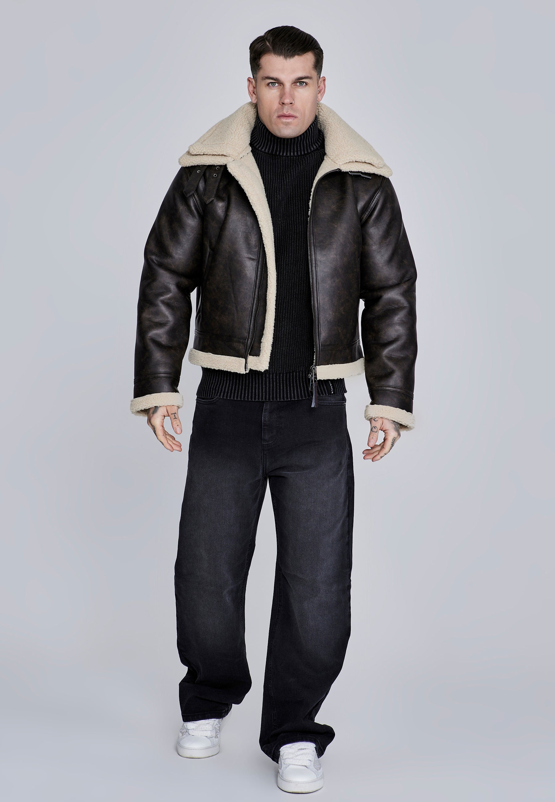 Veste Aviator à Brown Vestes SikSilk