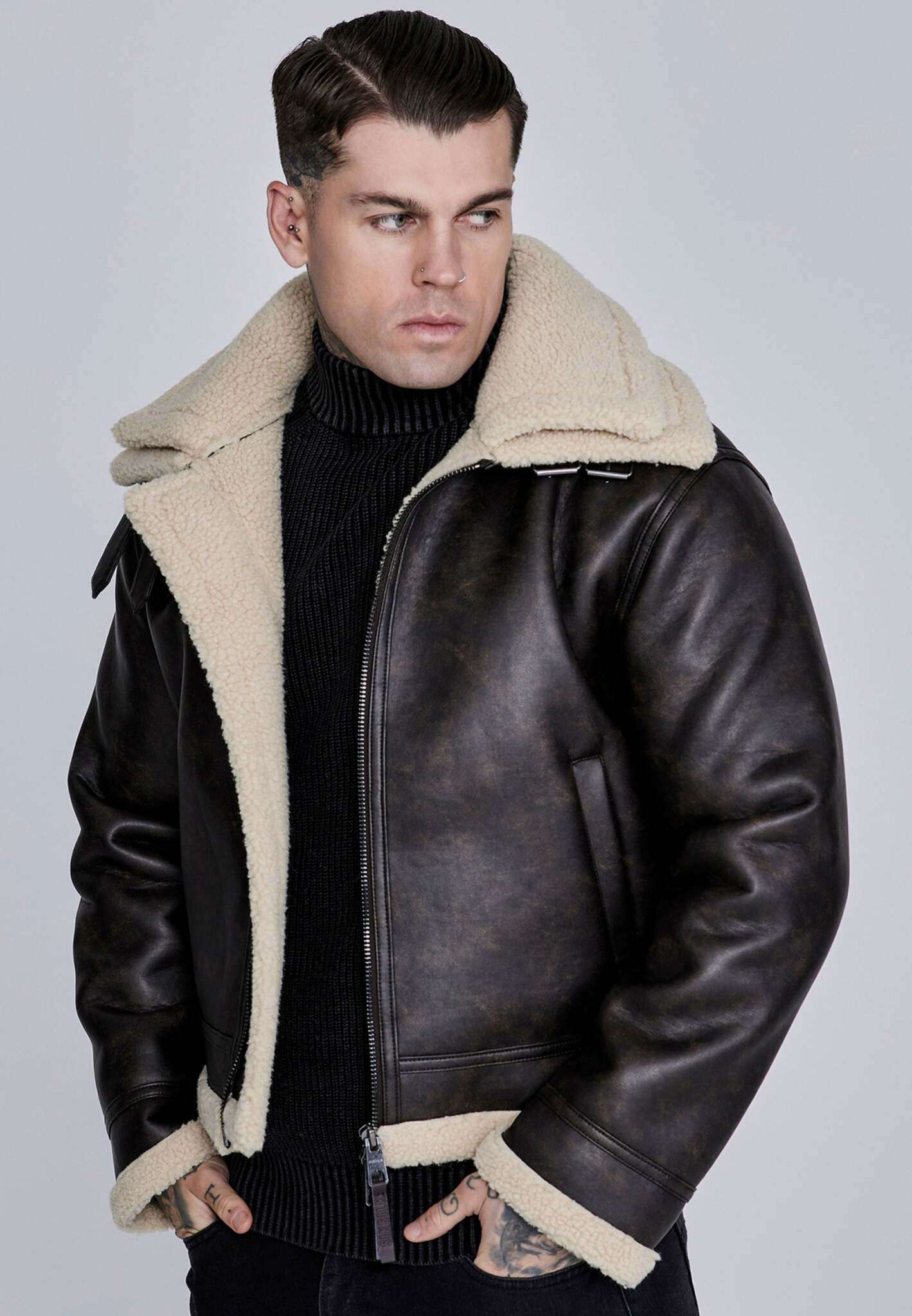Veste Aviator à Brown Vestes SikSilk