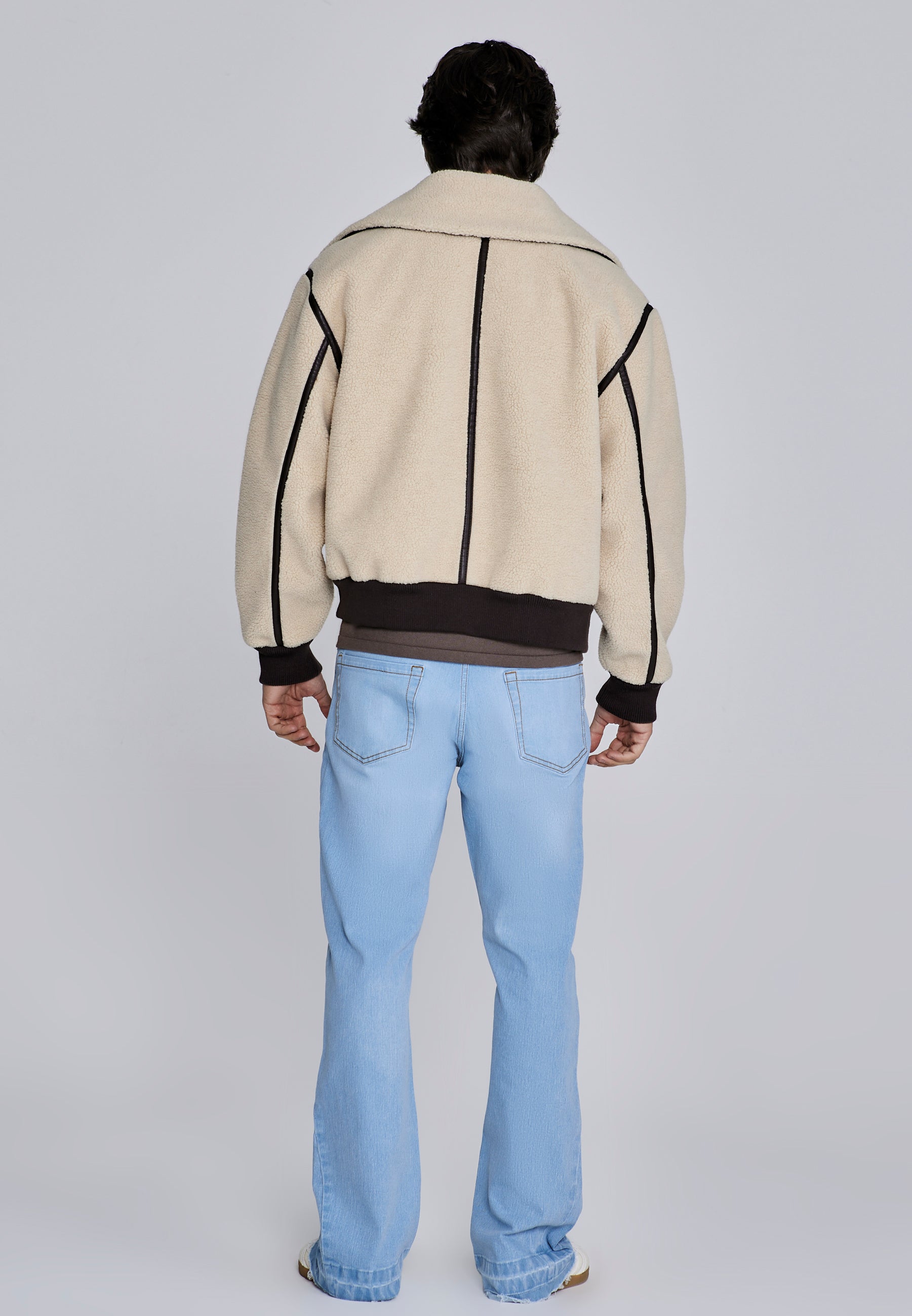 Sherpa Bomber Jacket in Beige Vestes SikSilk