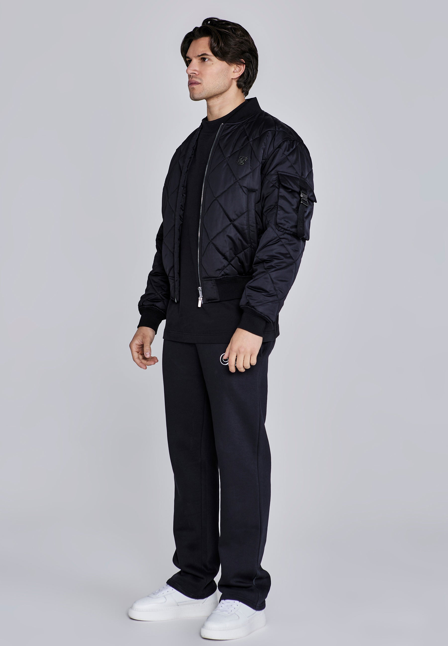 Bomber Jacket in Black Vestes SikSilk