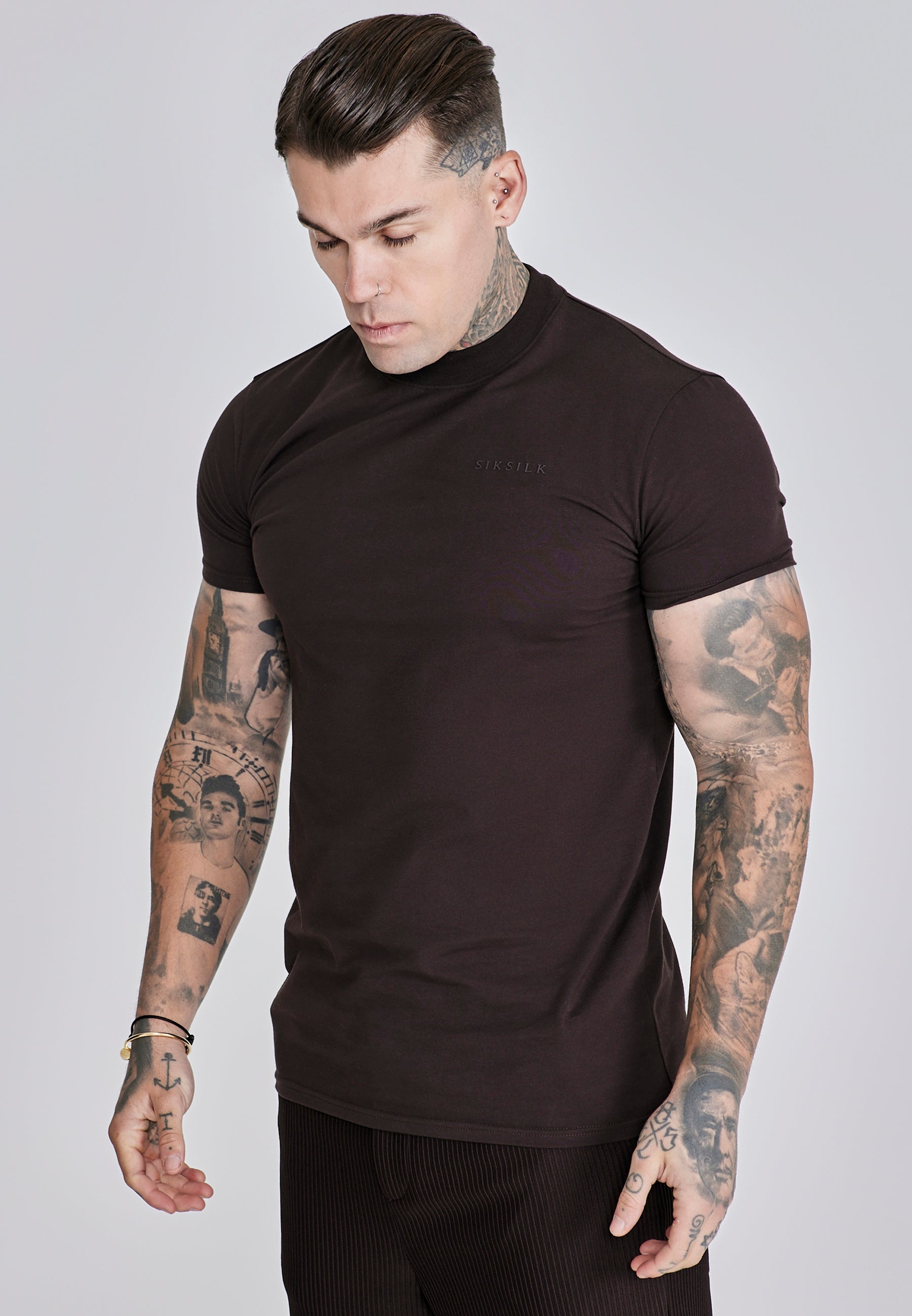 Muscle Fit T-shirt en Brown T-shirts SikSilk