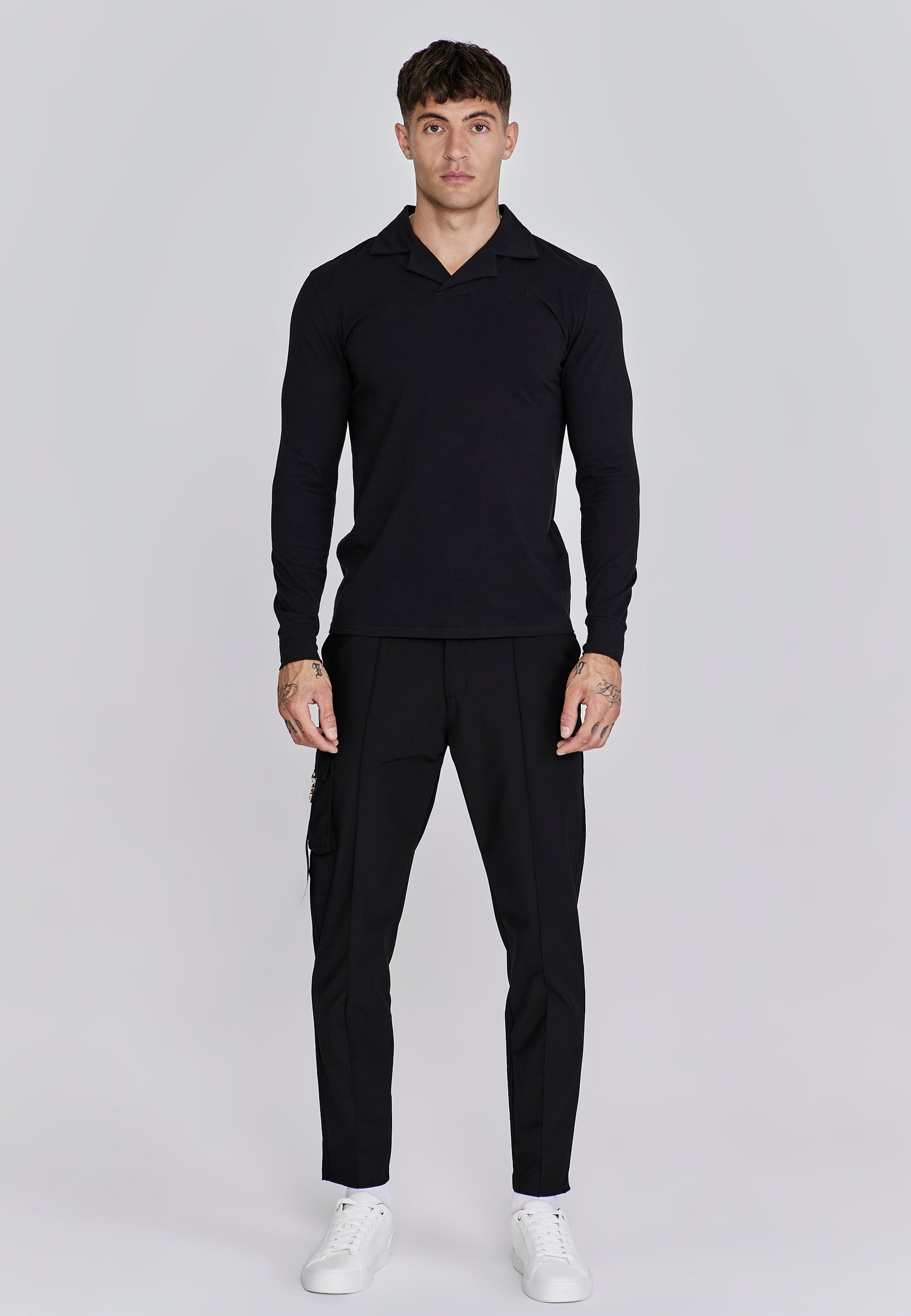 Smart Revere Polo manches longues en noir Polos SikSilk