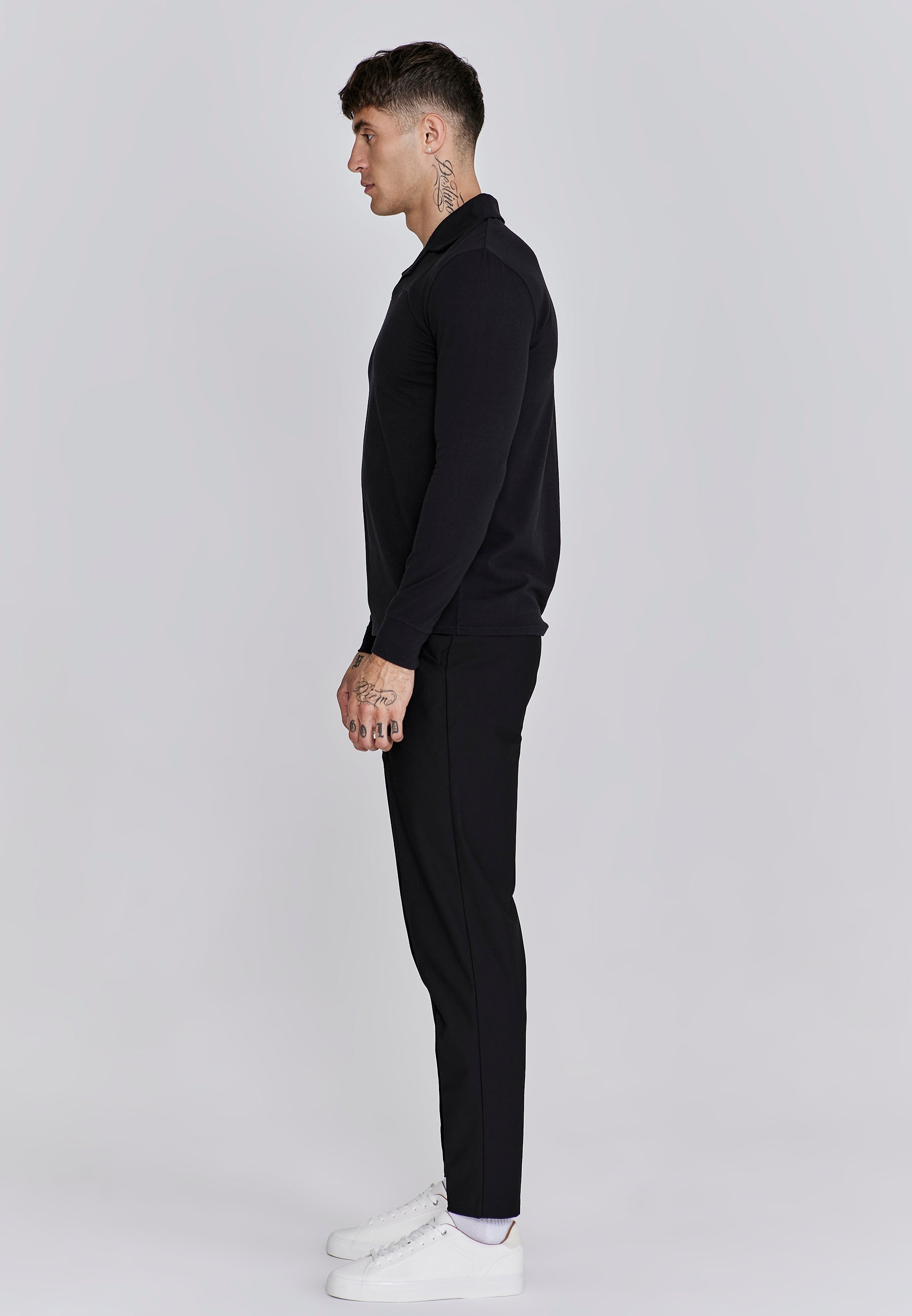 Smart Revere Polo manches longues en noir Polos SikSilk