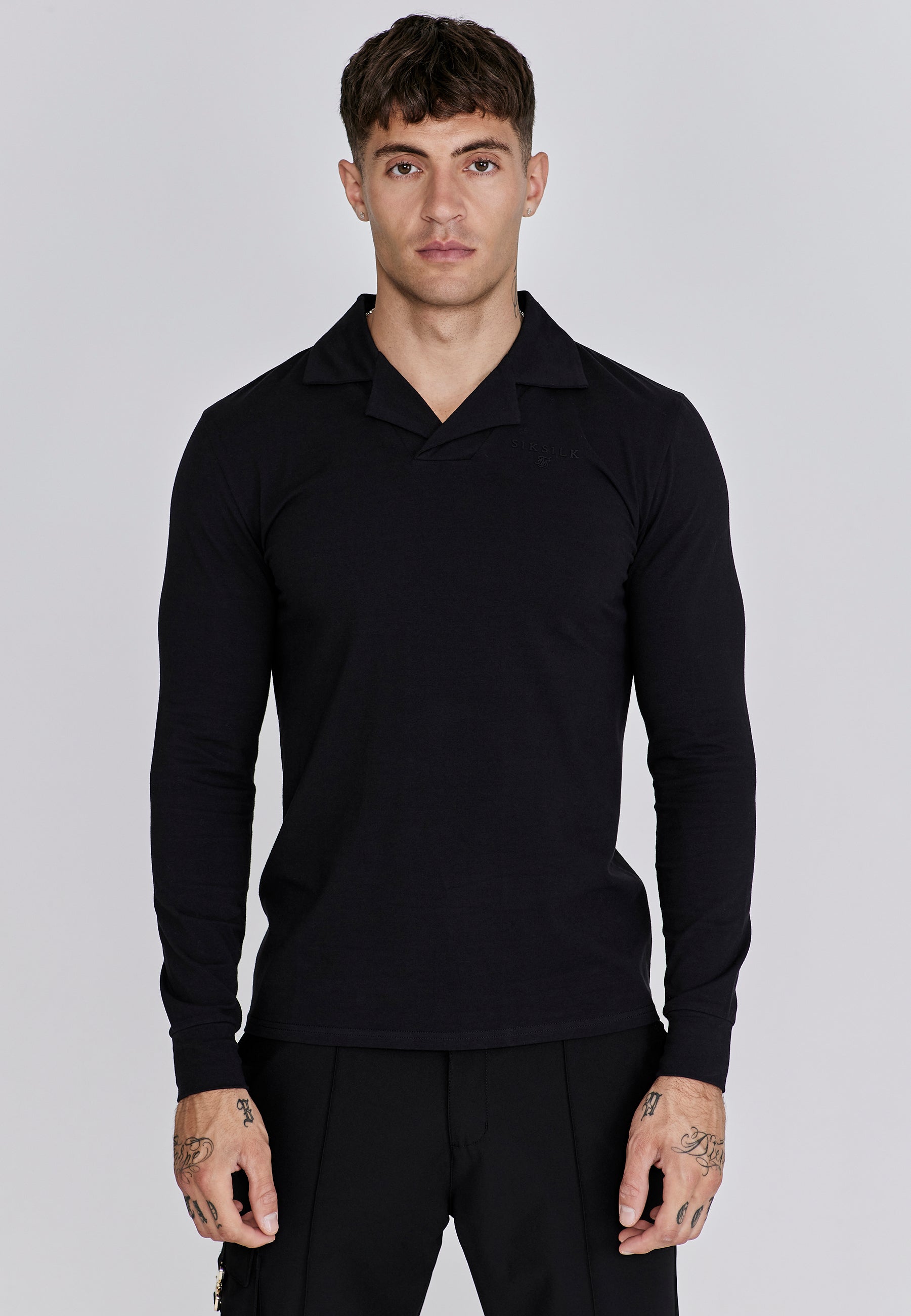 Smart Revere Polo manches longues en noir Polos SikSilk