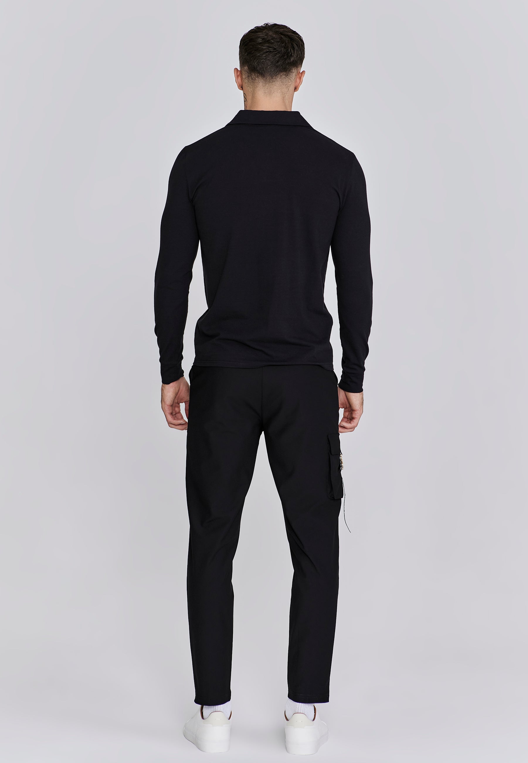 Smart Revere Polo manches longues en noir Polos SikSilk