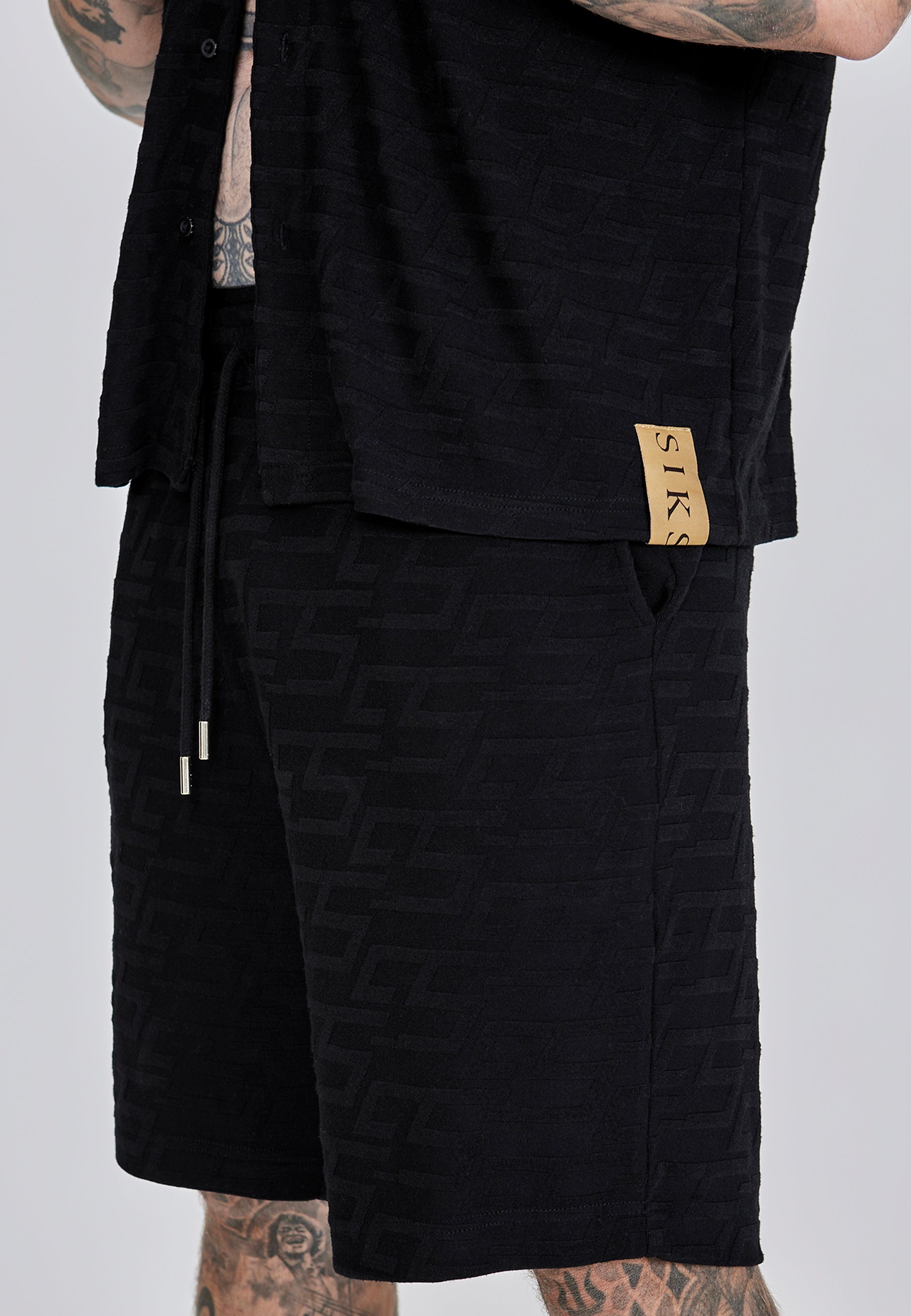 Towelling Shirt in Black Chemises SikSilk