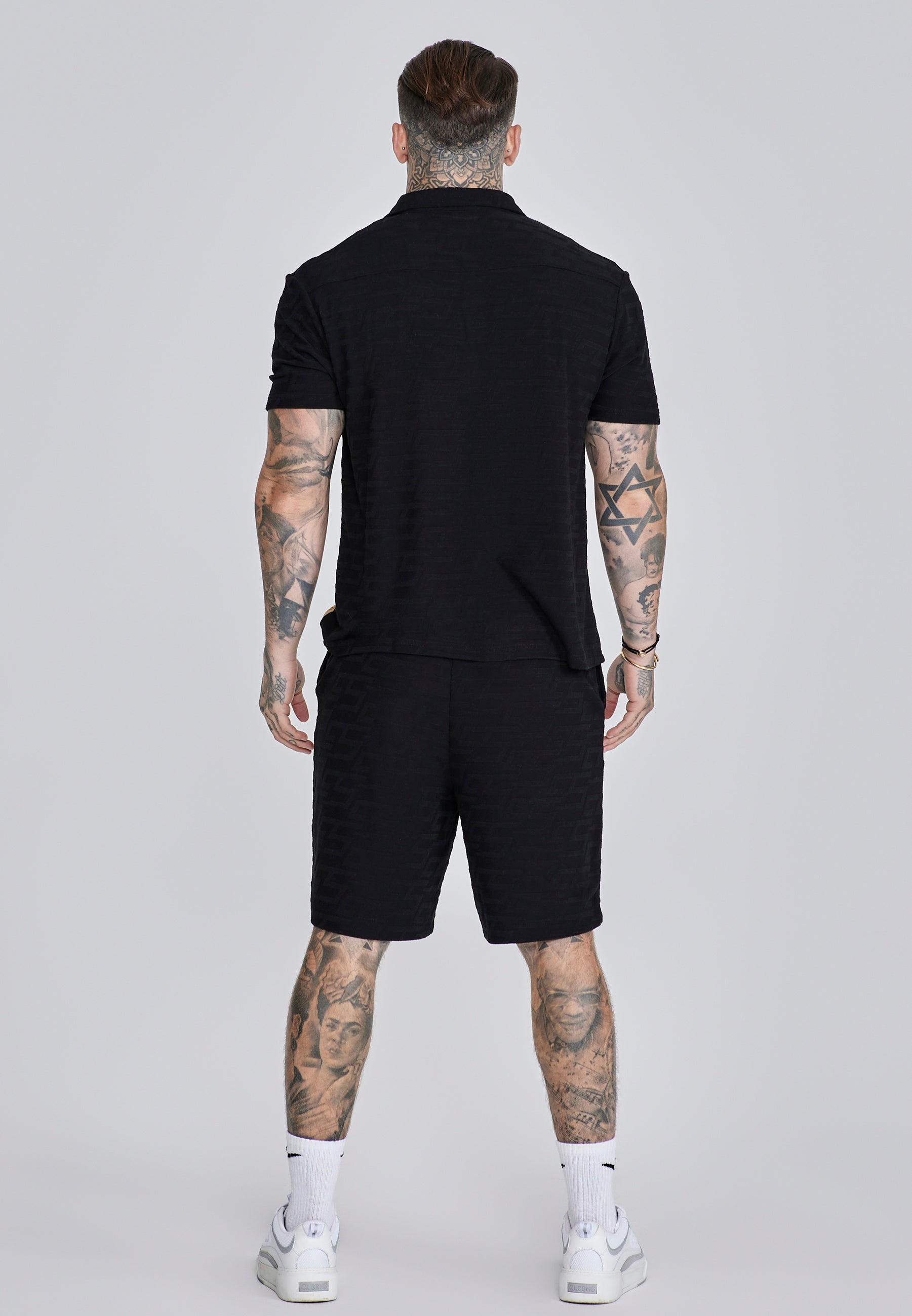 Towelling Shirt in Black Chemises SikSilk