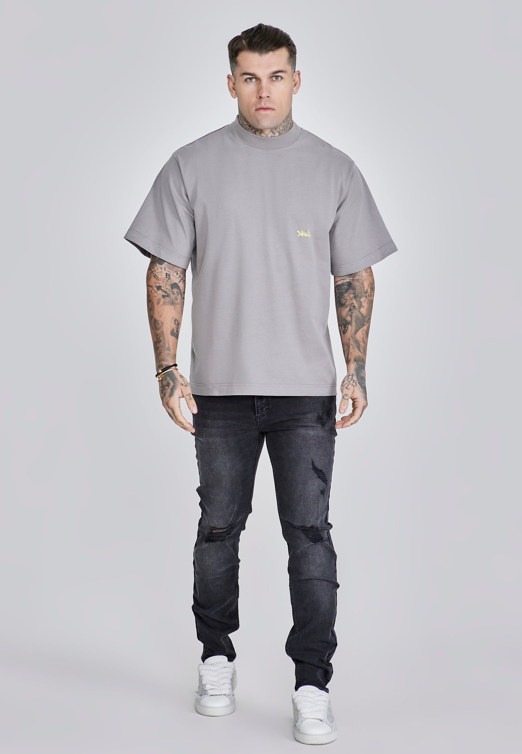 T-shirt oversized en Grey, Neon Yellow T-shirts SikSilk