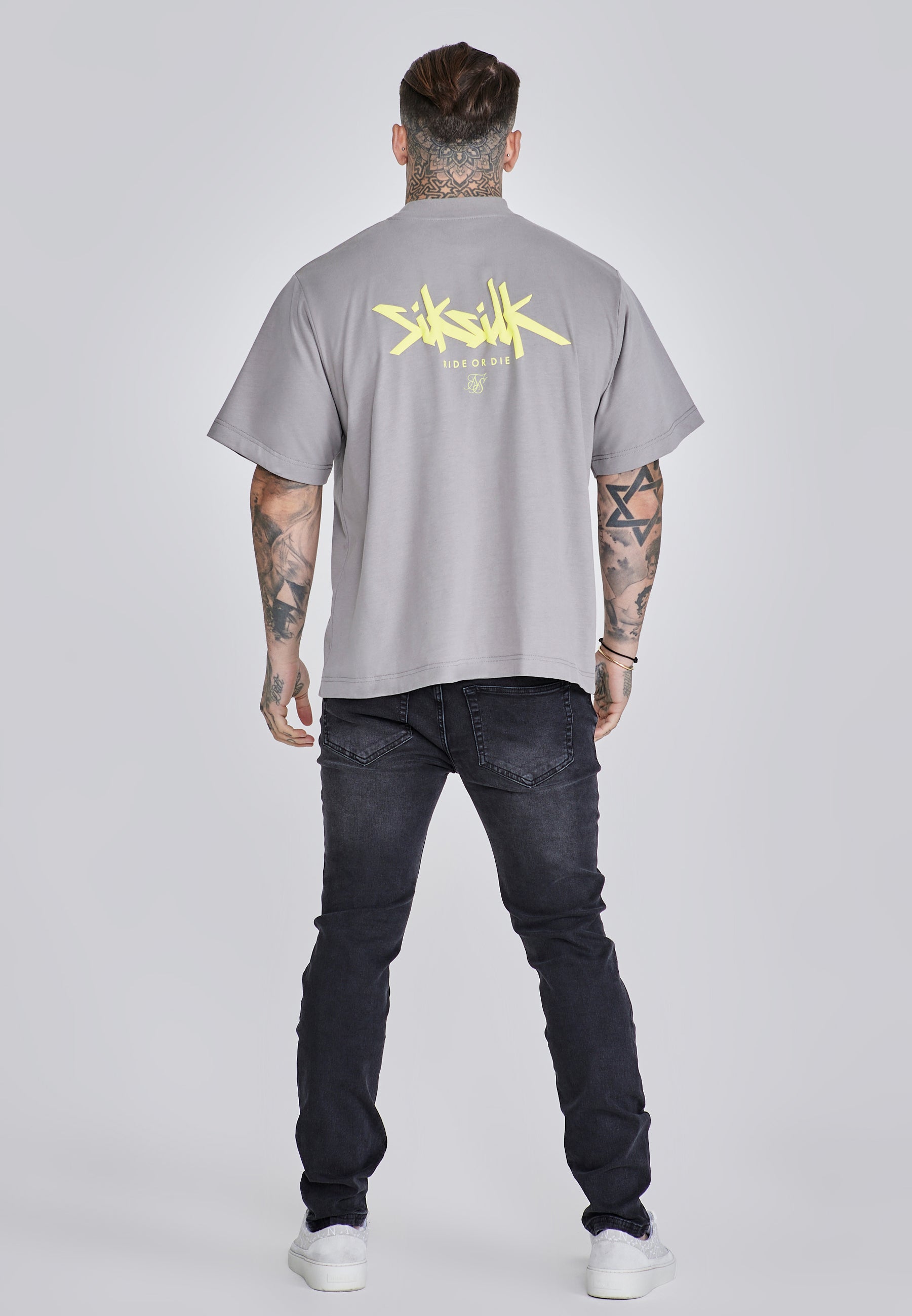 T-shirt oversized en Grey, Neon Yellow T-shirts SikSilk