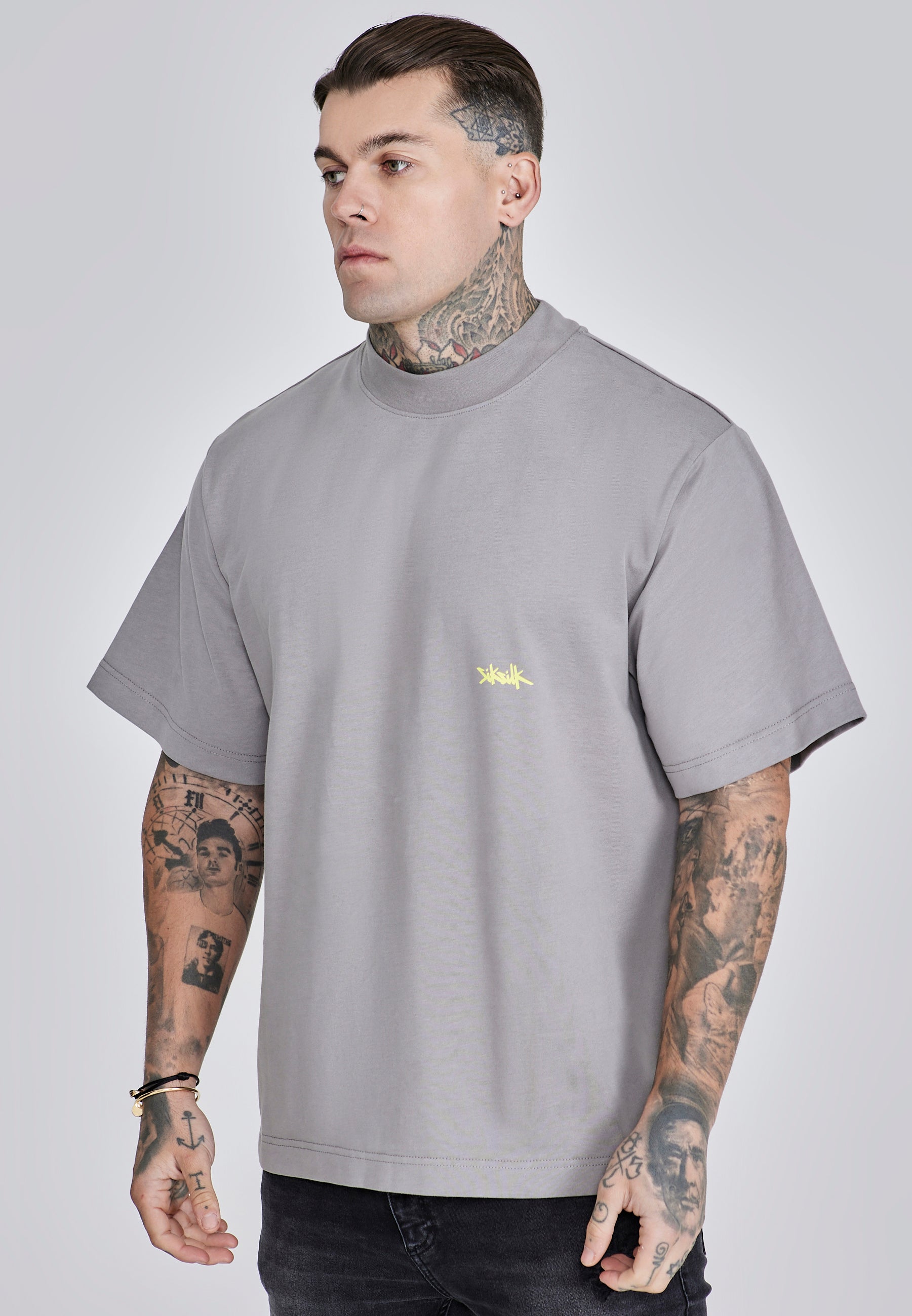 T-shirt oversized en Grey, Neon Yellow T-shirts SikSilk