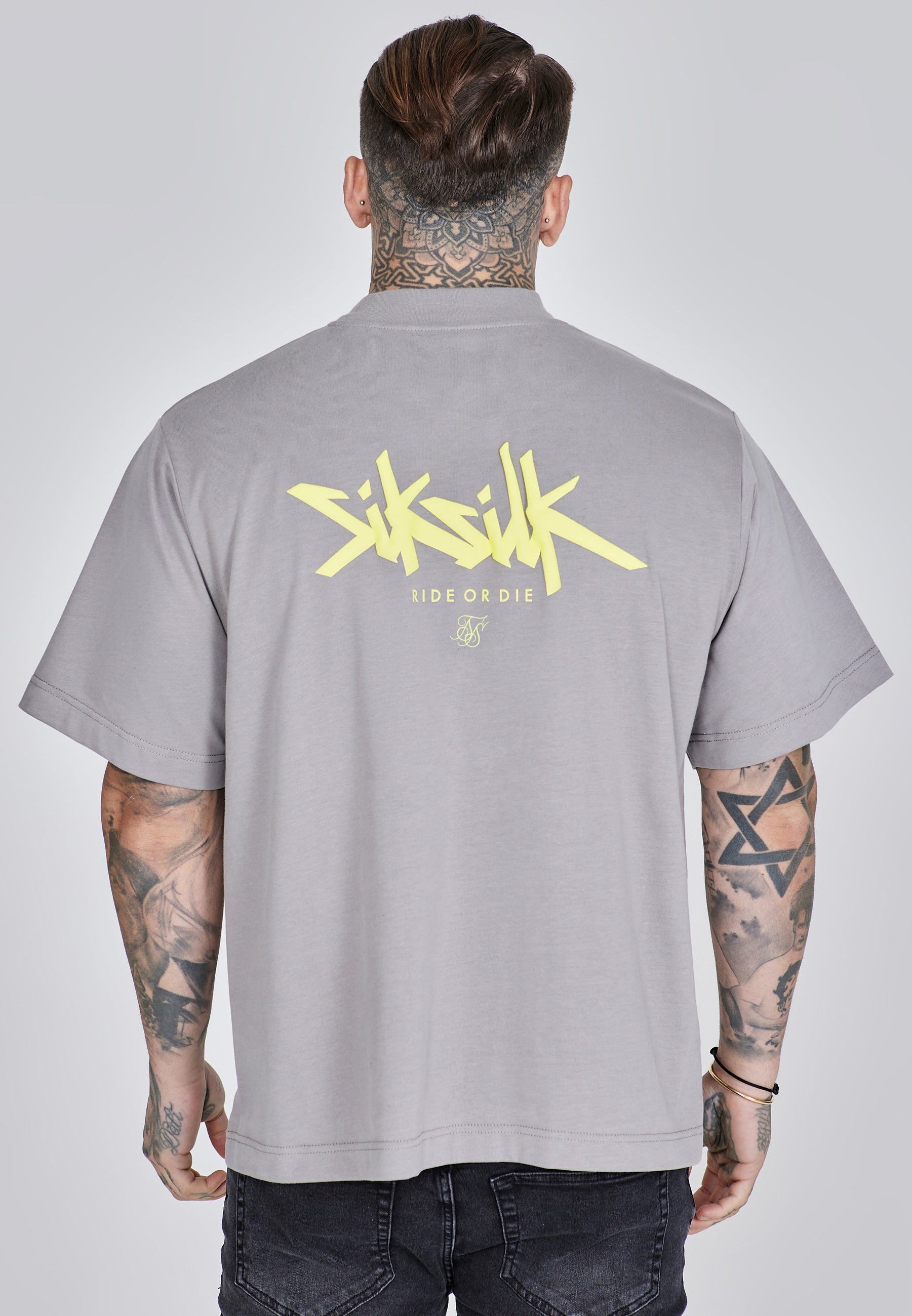 T-shirt oversized en Grey, Neon Yellow T-shirts SikSilk