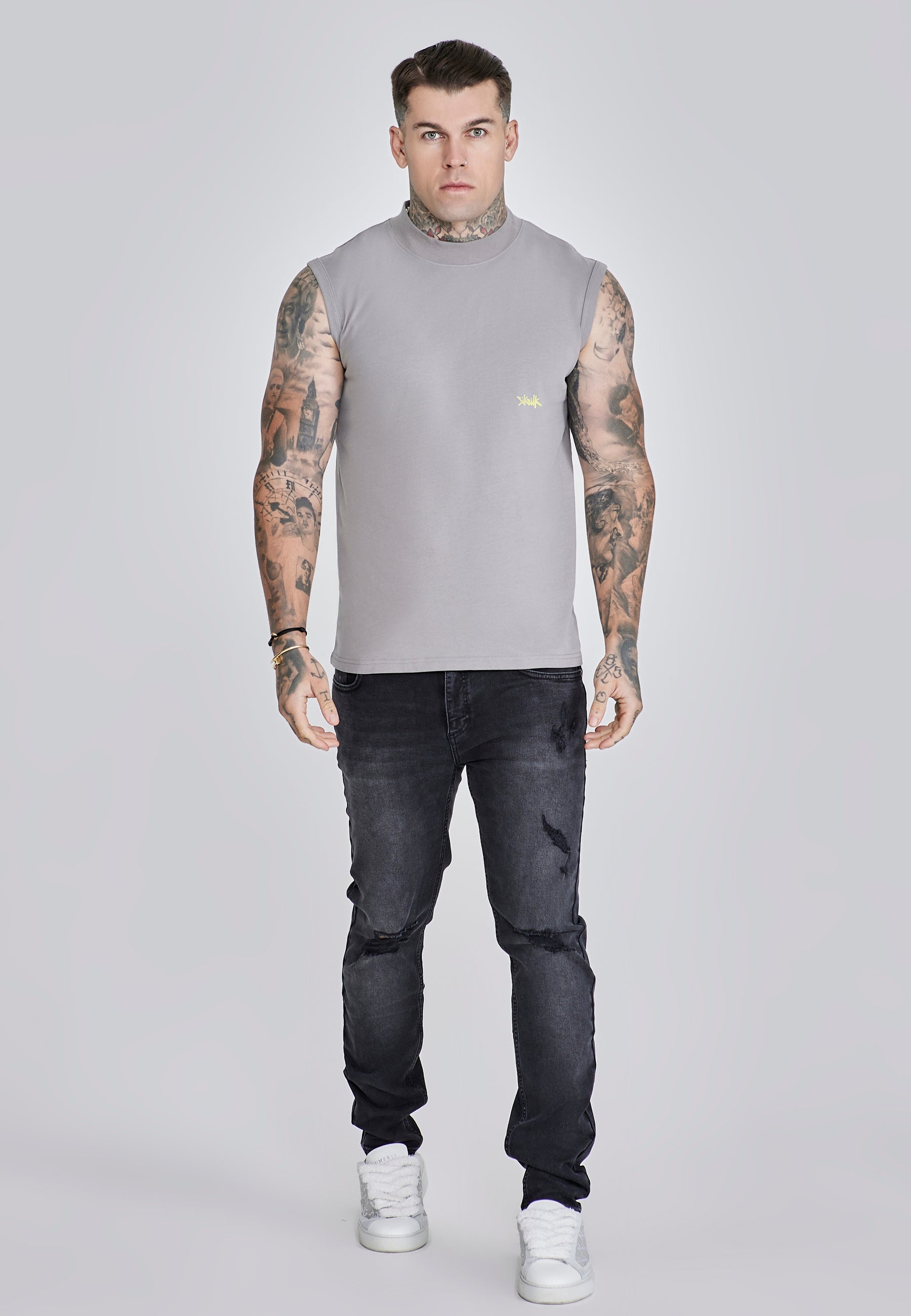Active Vest in Grey, Neon Yellow T-shirts SikSilk