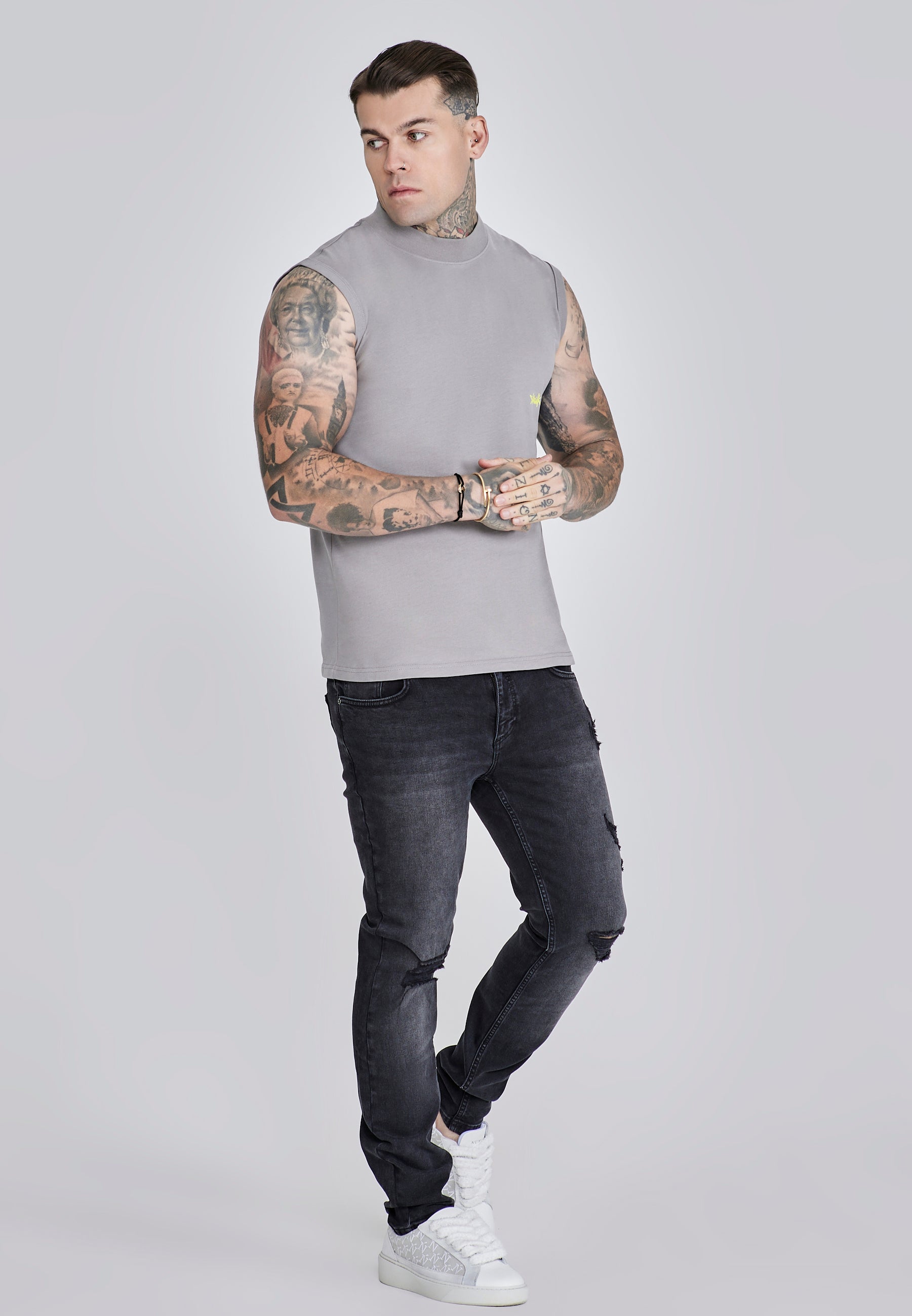 Active Vest in Grey, Neon Yellow T-shirts SikSilk