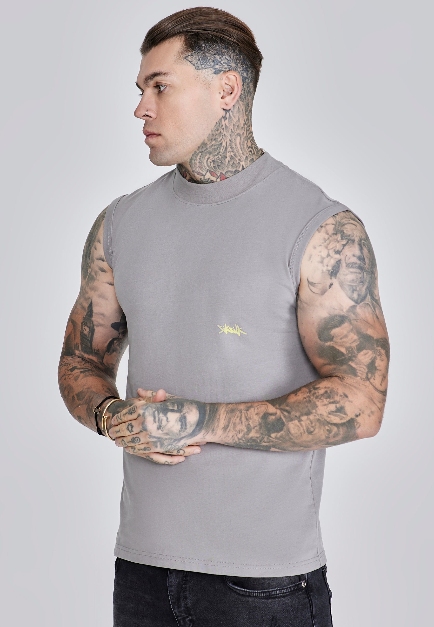 Active Vest in Grey, Neon Yellow T-shirts SikSilk