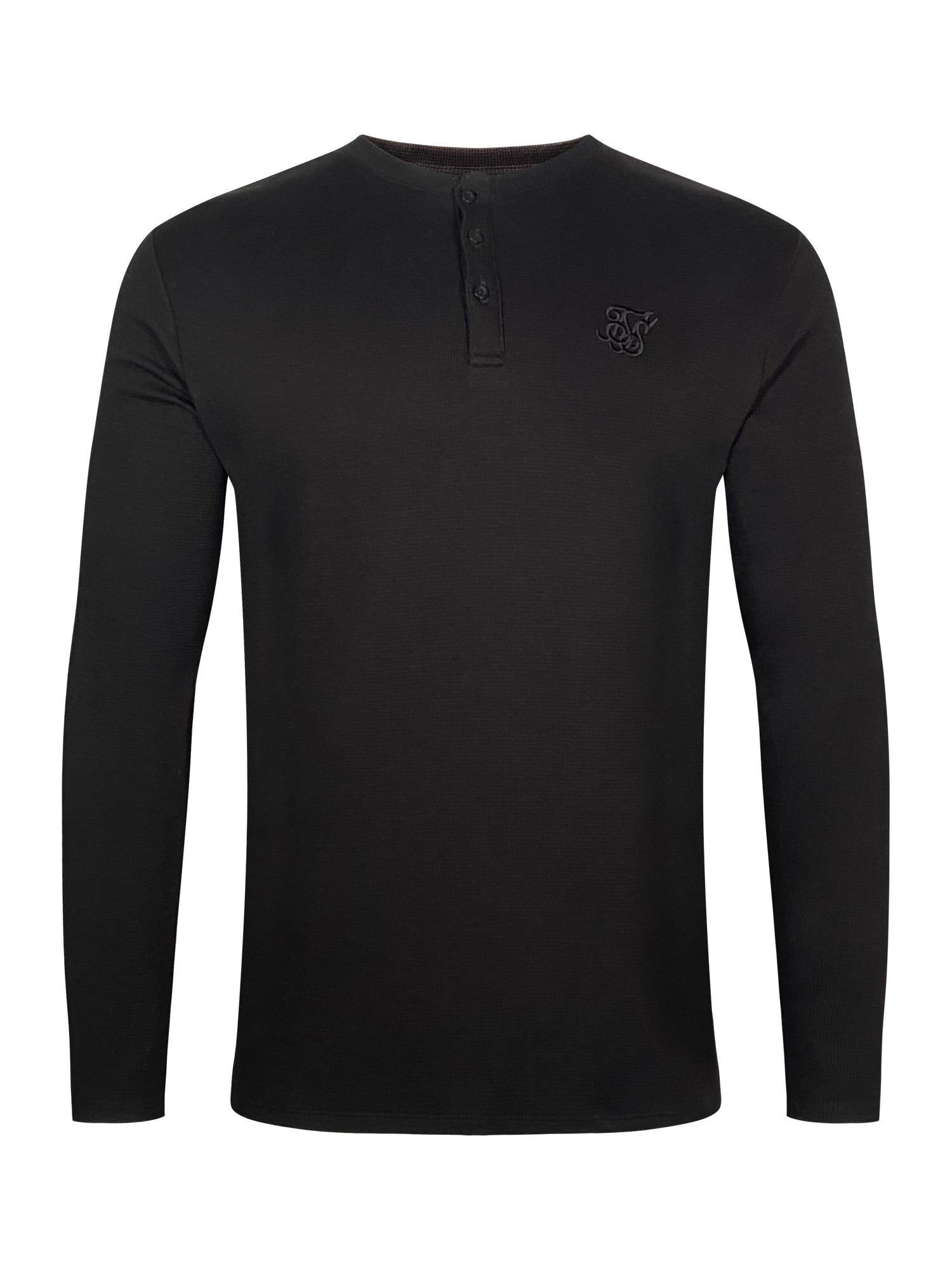 T-shirt Henley in Black T-shirts SikSilk