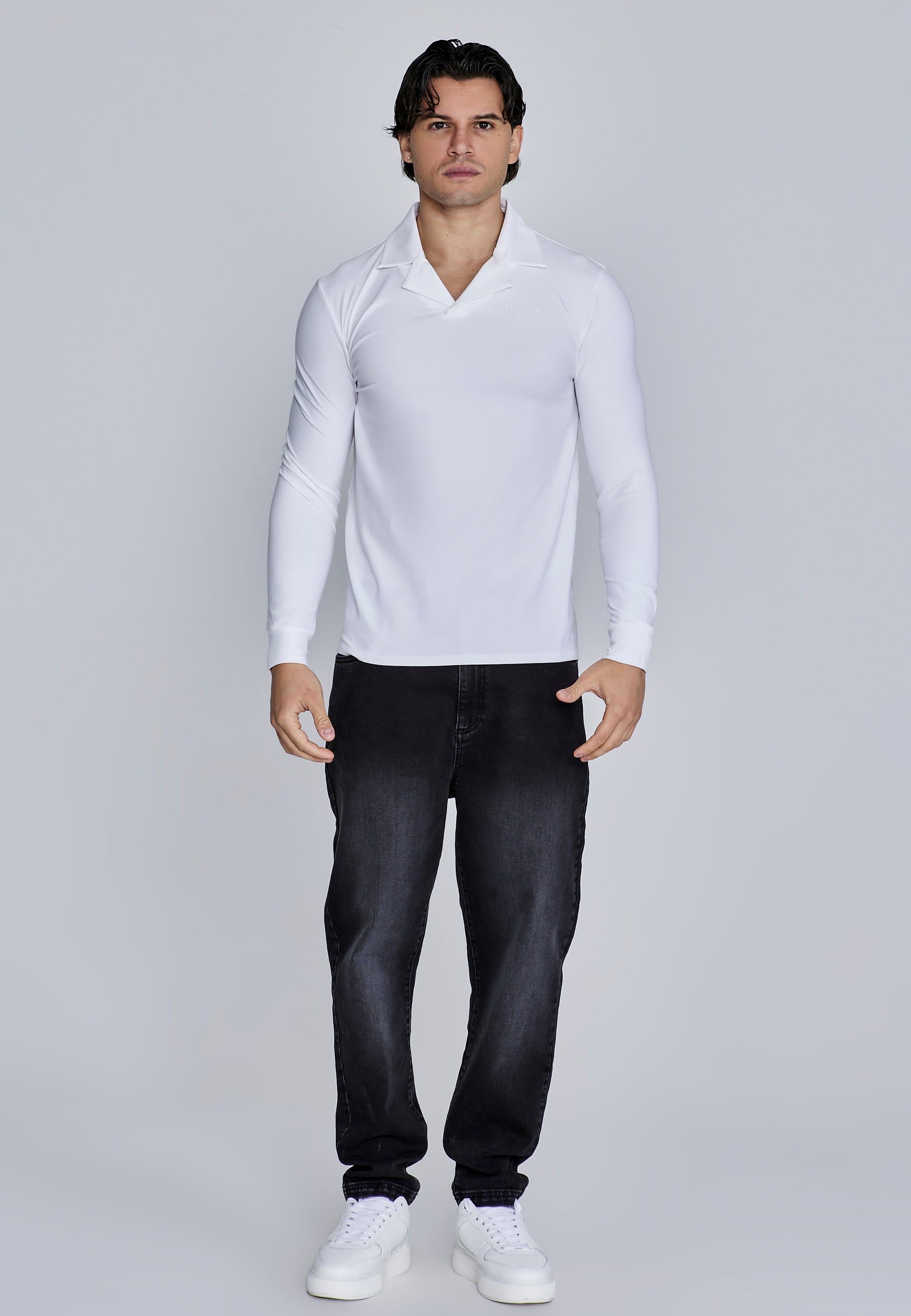 Polo à manches longues en blanc T-shirts SikSilk