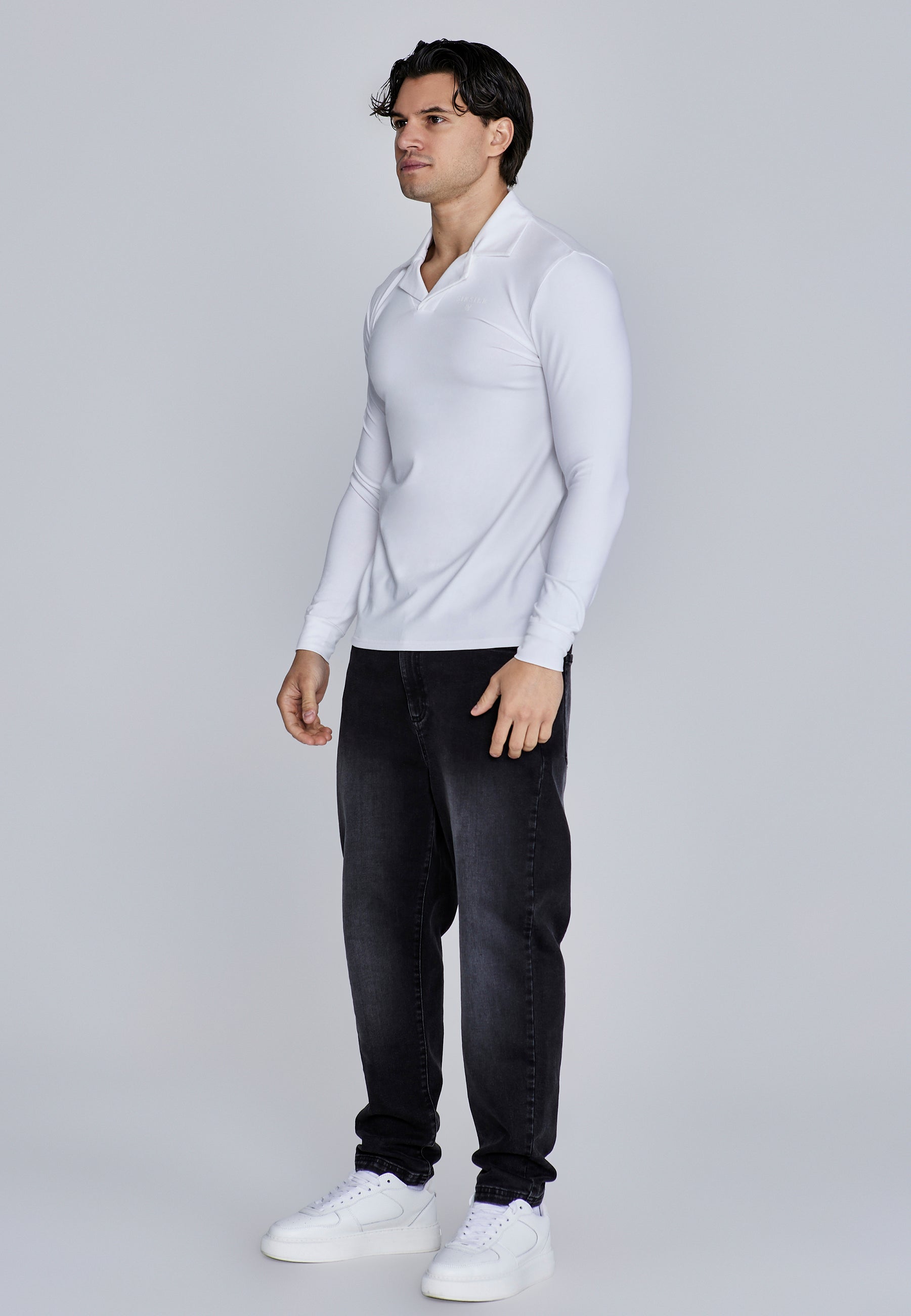 Polo à manches longues en blanc T-shirts SikSilk