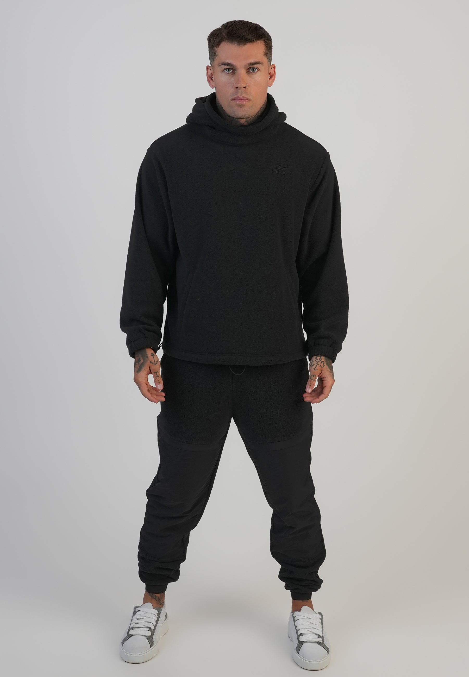 Polar Fleece Hoodie in Black Sweat à capuche SikSilk