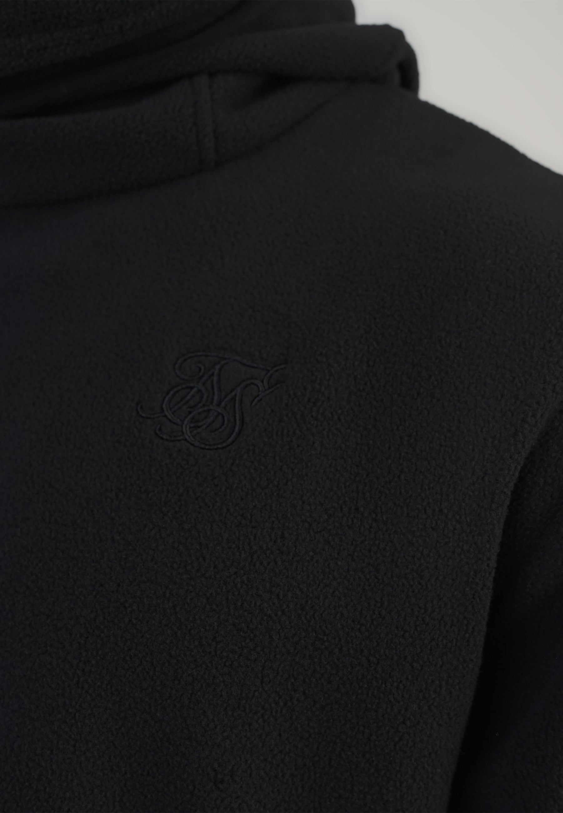 Polar Fleece Hoodie in Black Sweat à capuche SikSilk