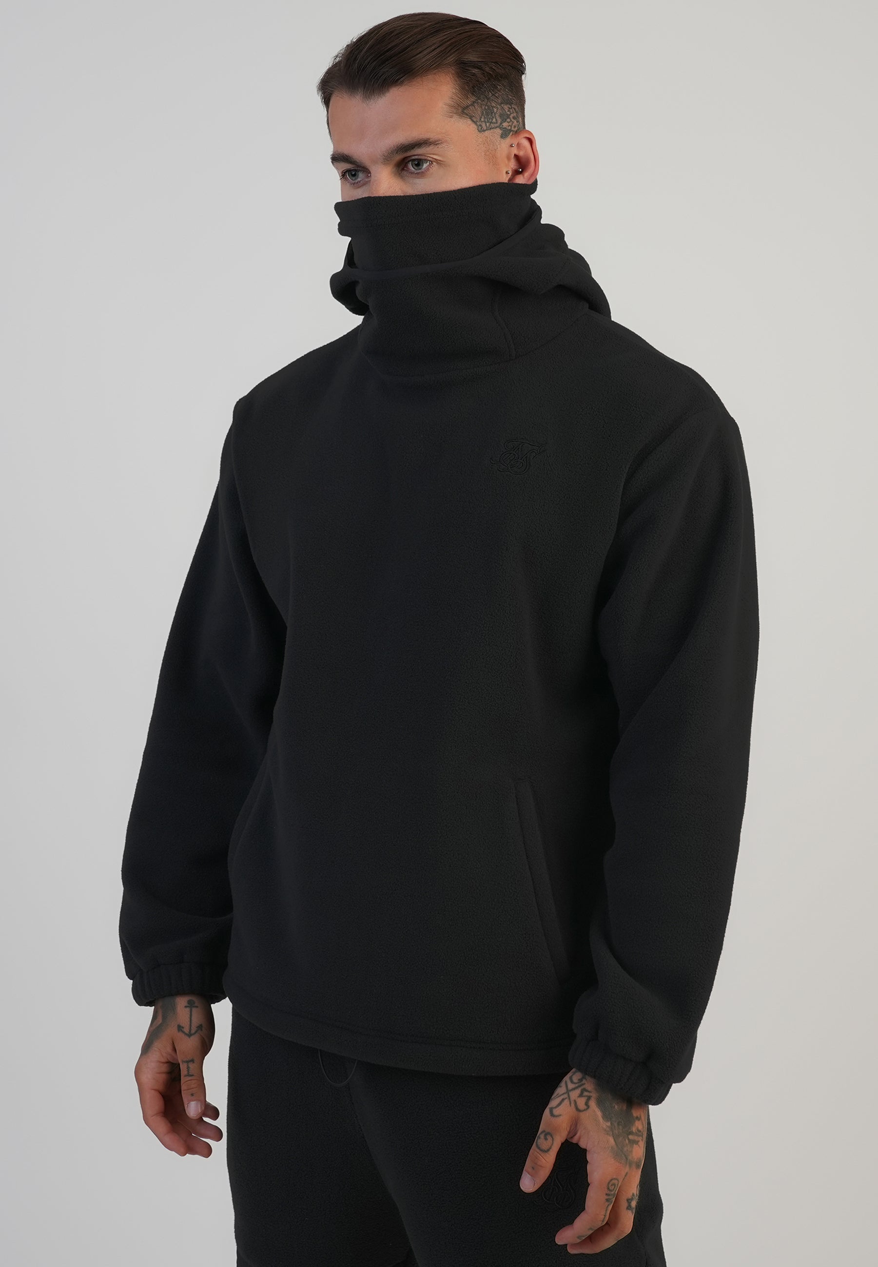 Polar Fleece Hoodie in Black Sweat à capuche SikSilk