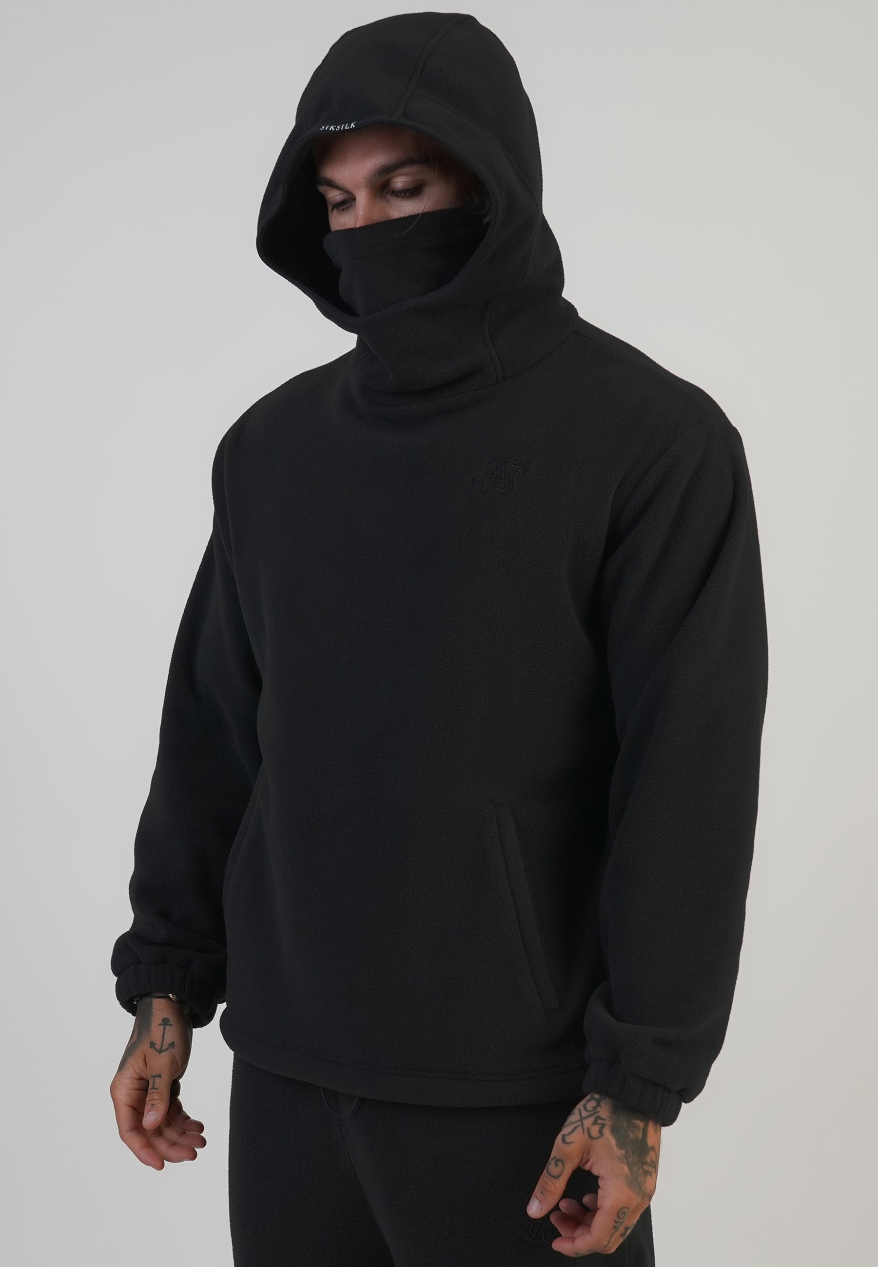 Polar Fleece Hoodie in Black Sweat à capuche SikSilk
